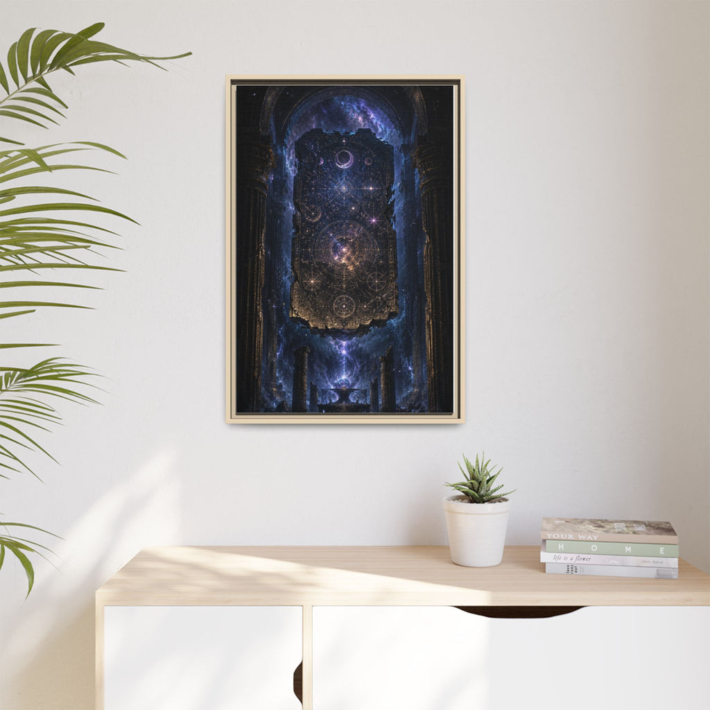 Framed Matte Canvas Wall Art — Cosmic Cathedral Galaxy Print