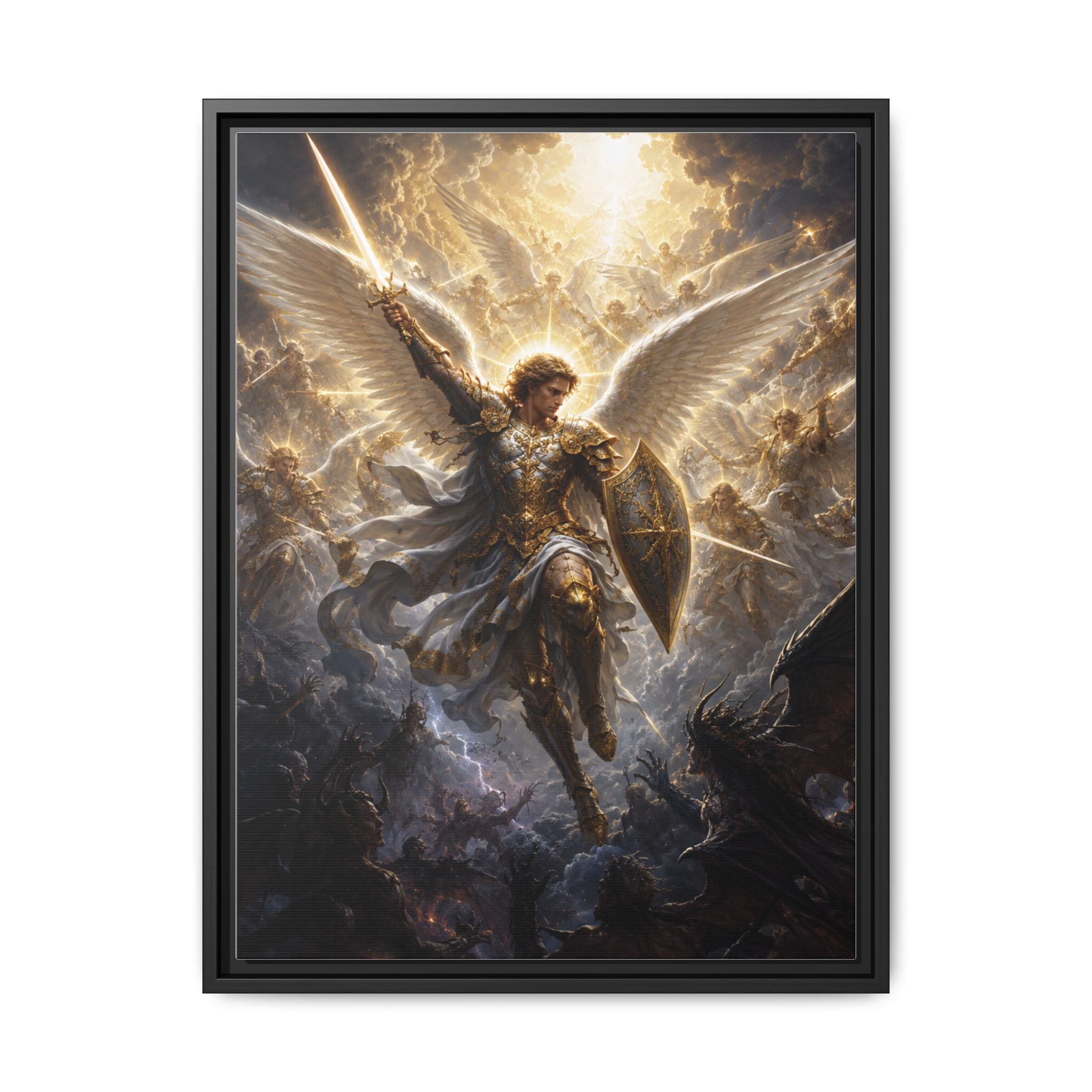 Framed Matte Canvas: Radiant Archangel Wall Art