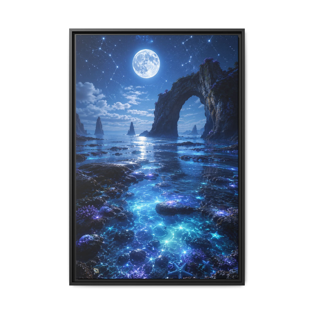 Fine Art Paper Print - Moonlit Bioluminescent Shoreline Art