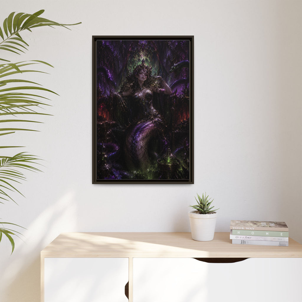Dark Fantasy Goddess Matte Canvas Print — Framed Multi‑Color Wall Art