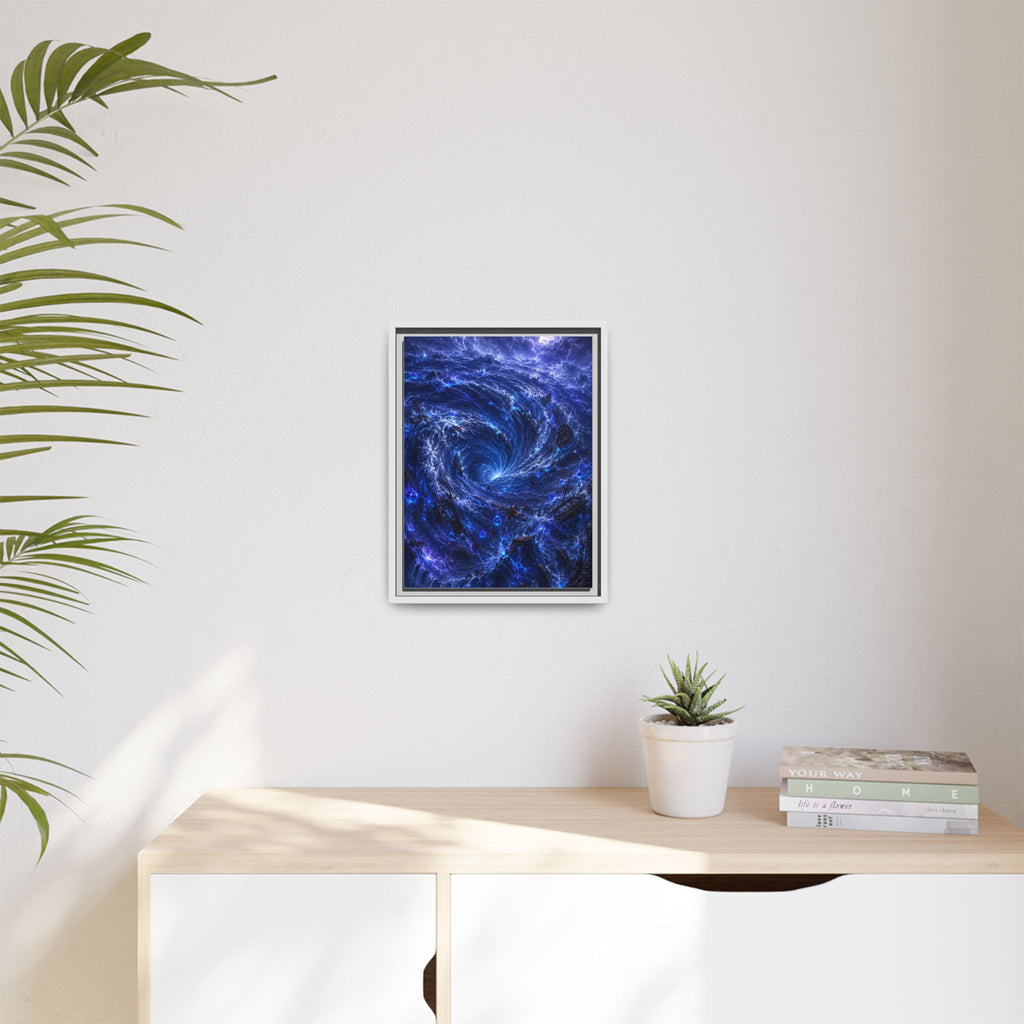 Framed Matte Canvas - Blue Cosmic Vortex Wall Art