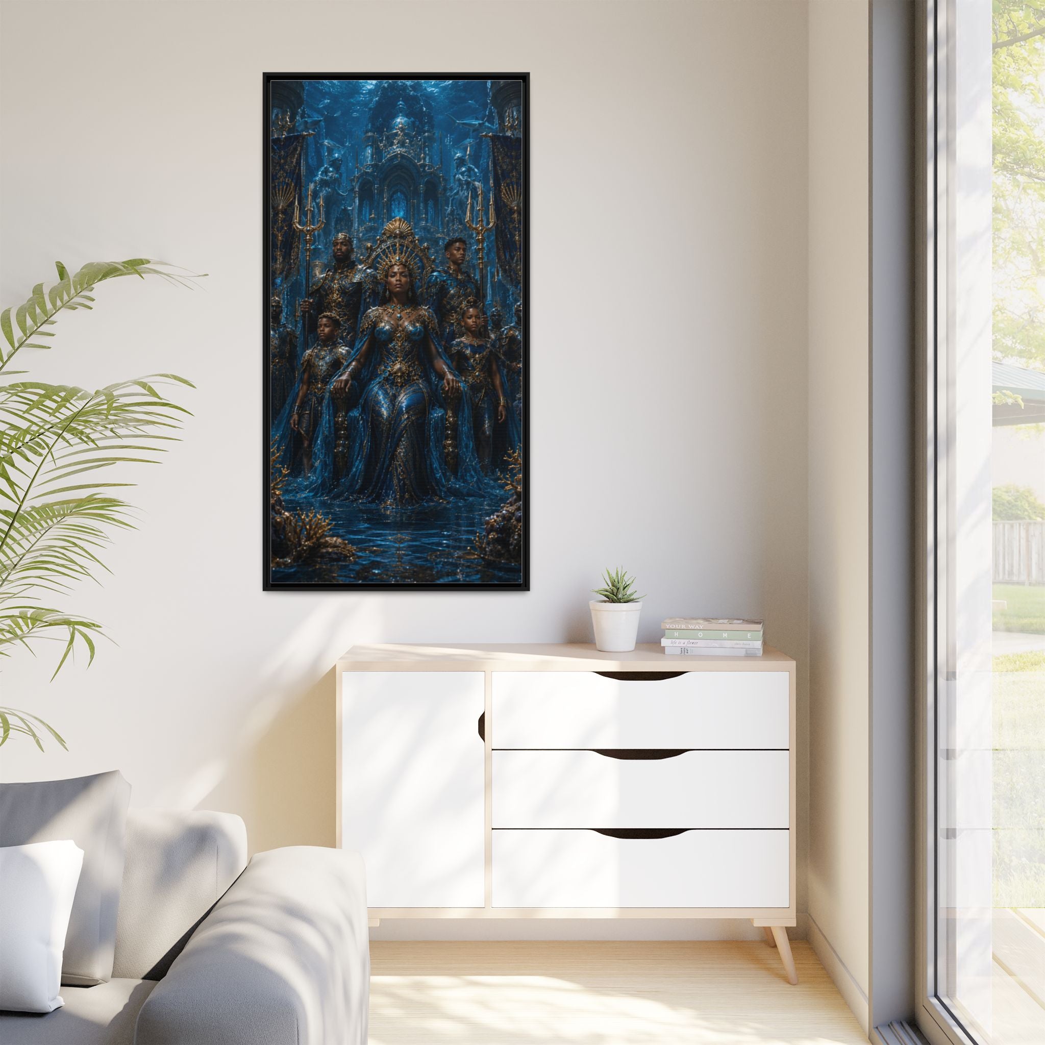 Underwater Queen Matte Framed Canvas — Oceanic Fantasy Wall Art