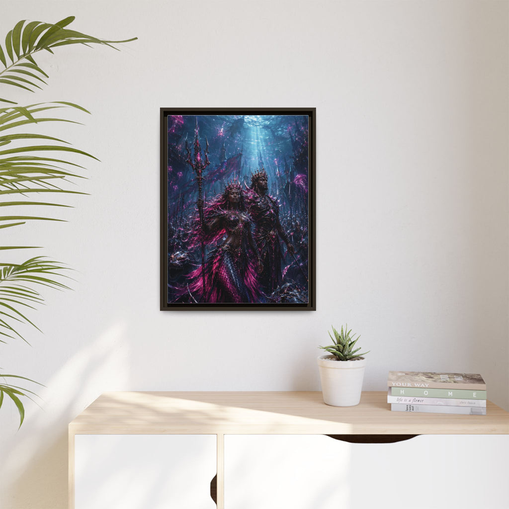 Framed Matte Canvas Print — Mystical Underwater King & Queen Artwork