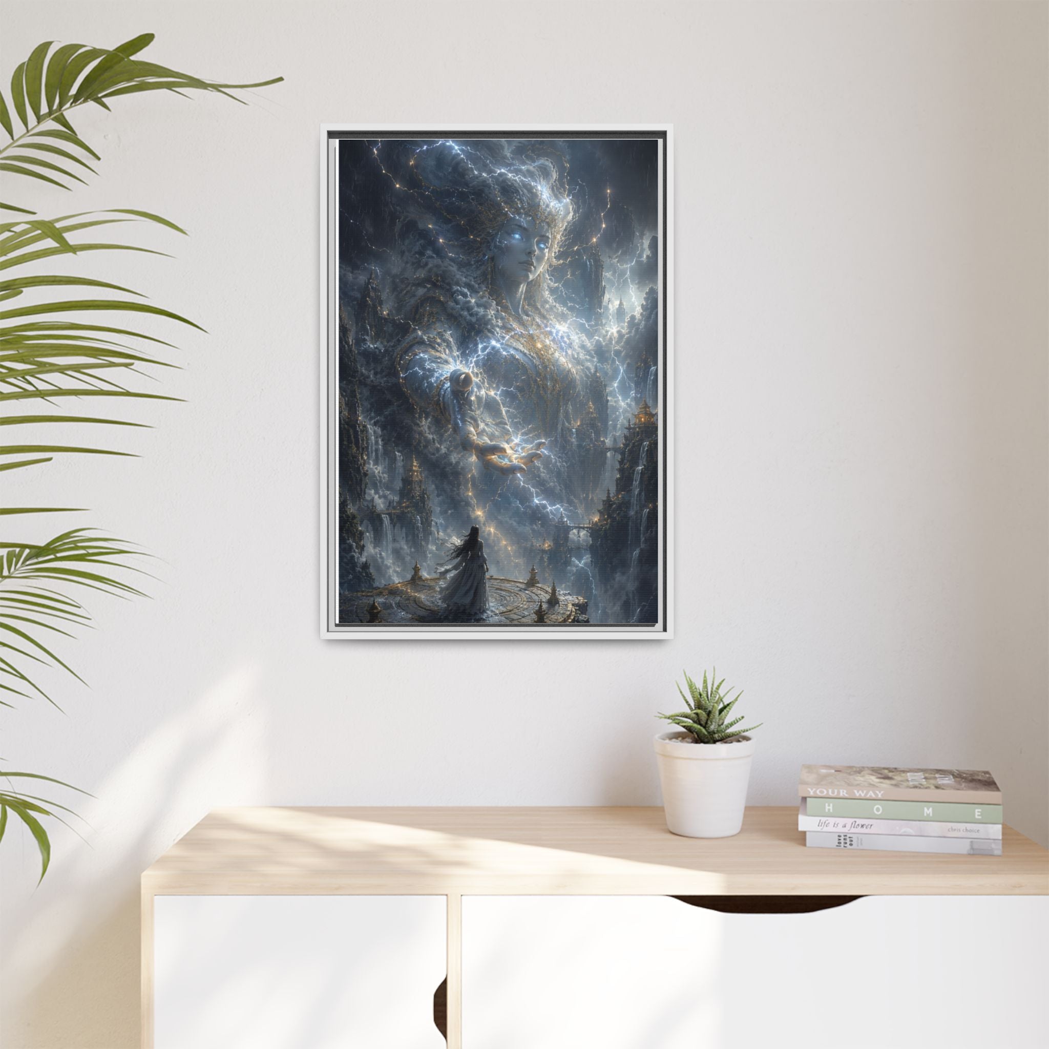 Framed Matte Canvas Print — Ethereal Star Goddess Fantasy Wall Art