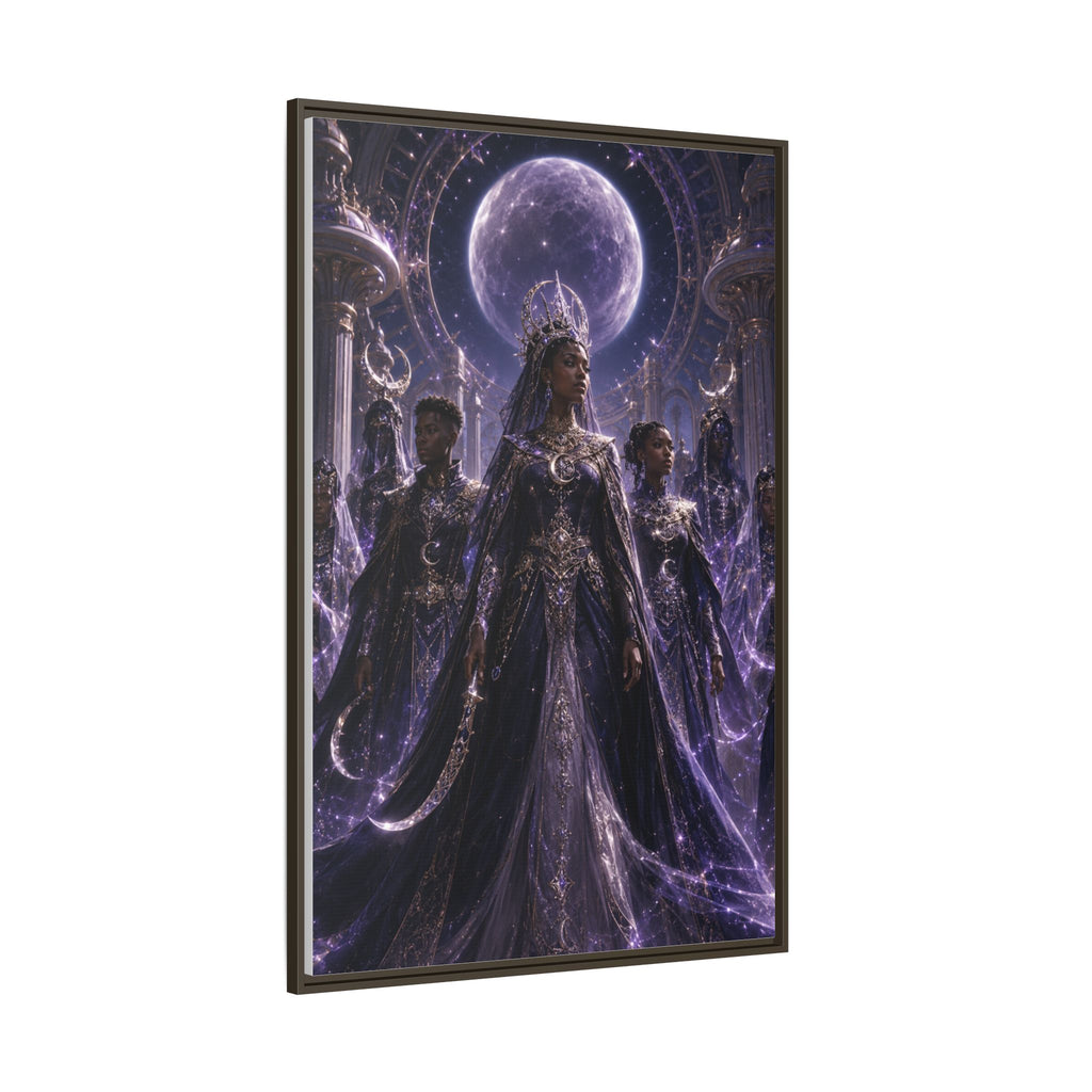 Mystic Moon Queen Framed Matte Canvas Print — Fantasy Royalty Wall Art