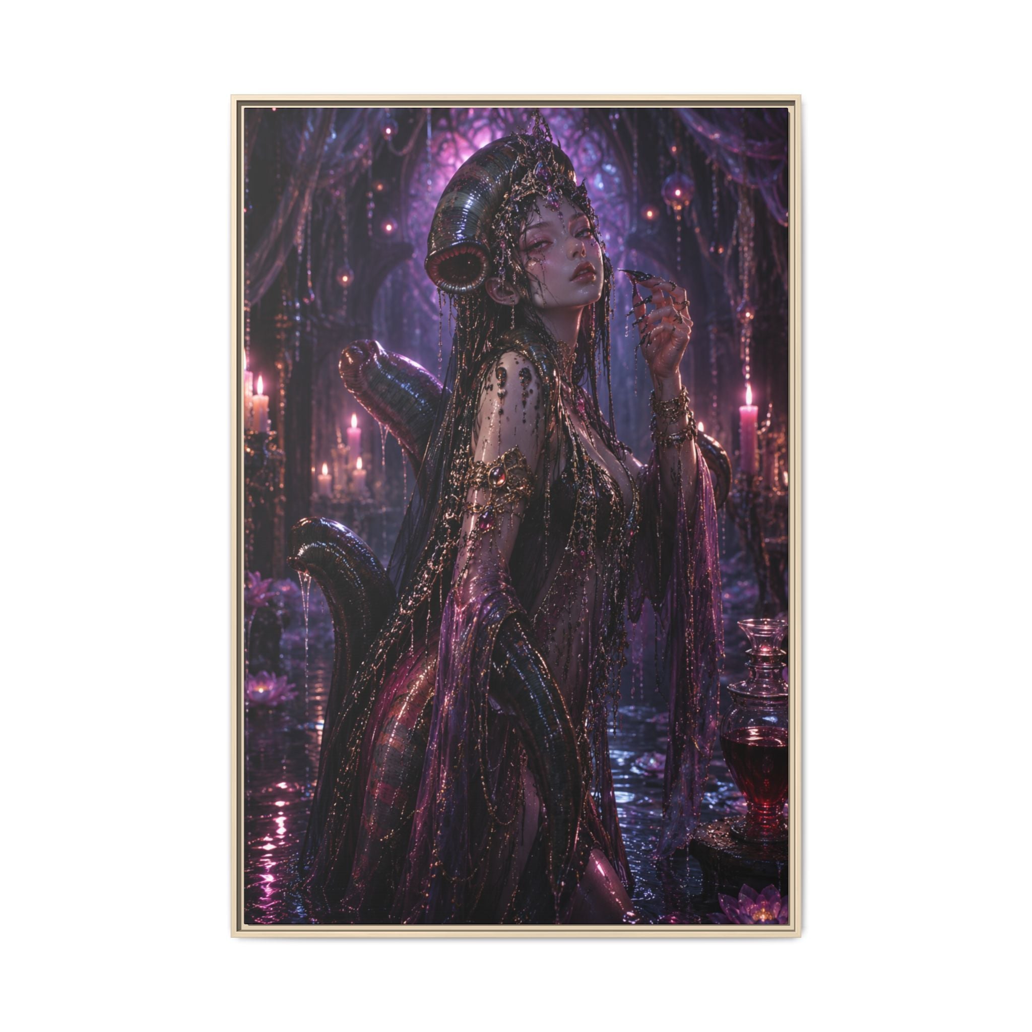 Gothic Fantasy Goddess Fine Art Paper Print — Dark Purple Wall Art