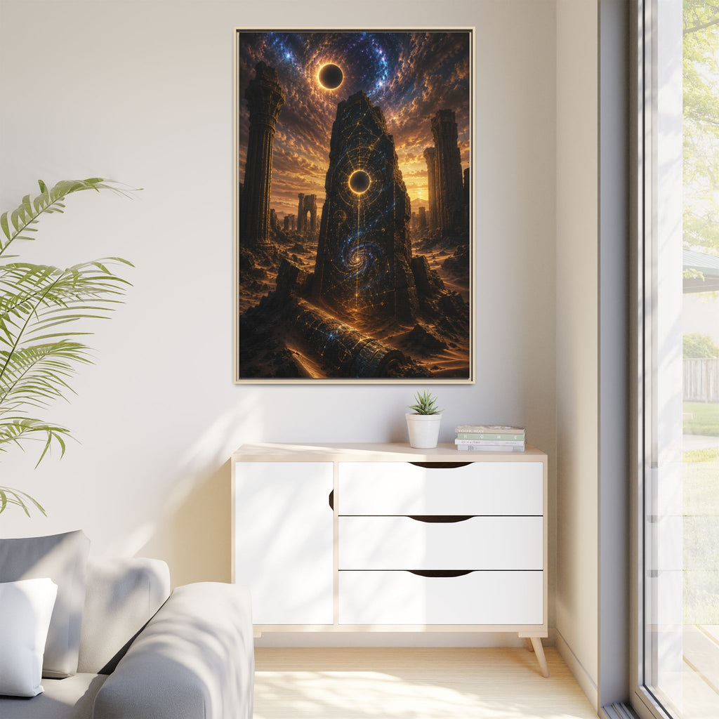 Framed Matte Canvas - Cosmic Obelisk Fantasy Wall Art