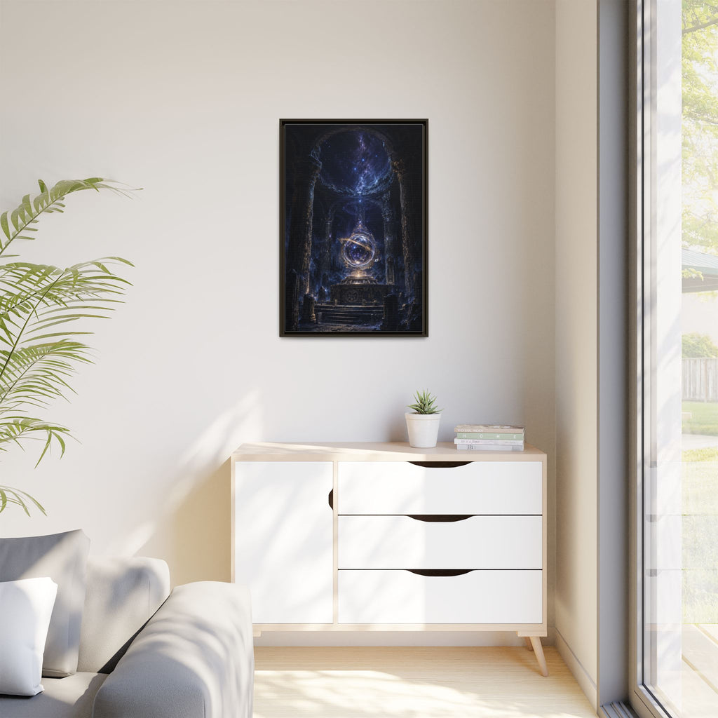 Framed Cosmic Temple Matte Canvas Art — Mystic Astral Orb Wall Decor