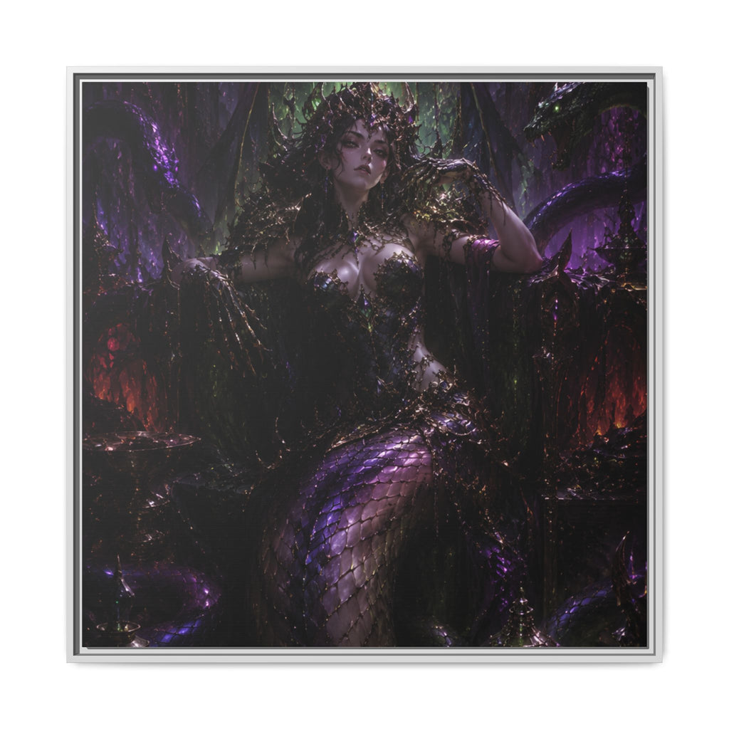 Dark Fantasy Goddess Matte Canvas Print — Framed Multi‑Color Wall Art