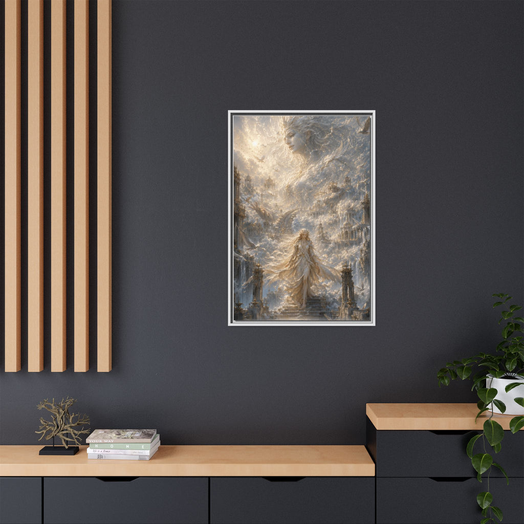 Ethereal Goddess Matte Framed Canvas Art — Dreamlike Fantasy Wall Decor