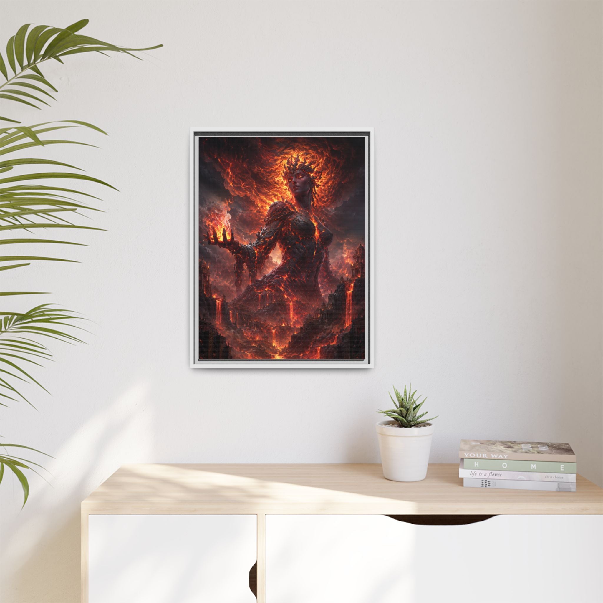 Framed Matte Canvas — Fiery Demon Goddess Wall Art
