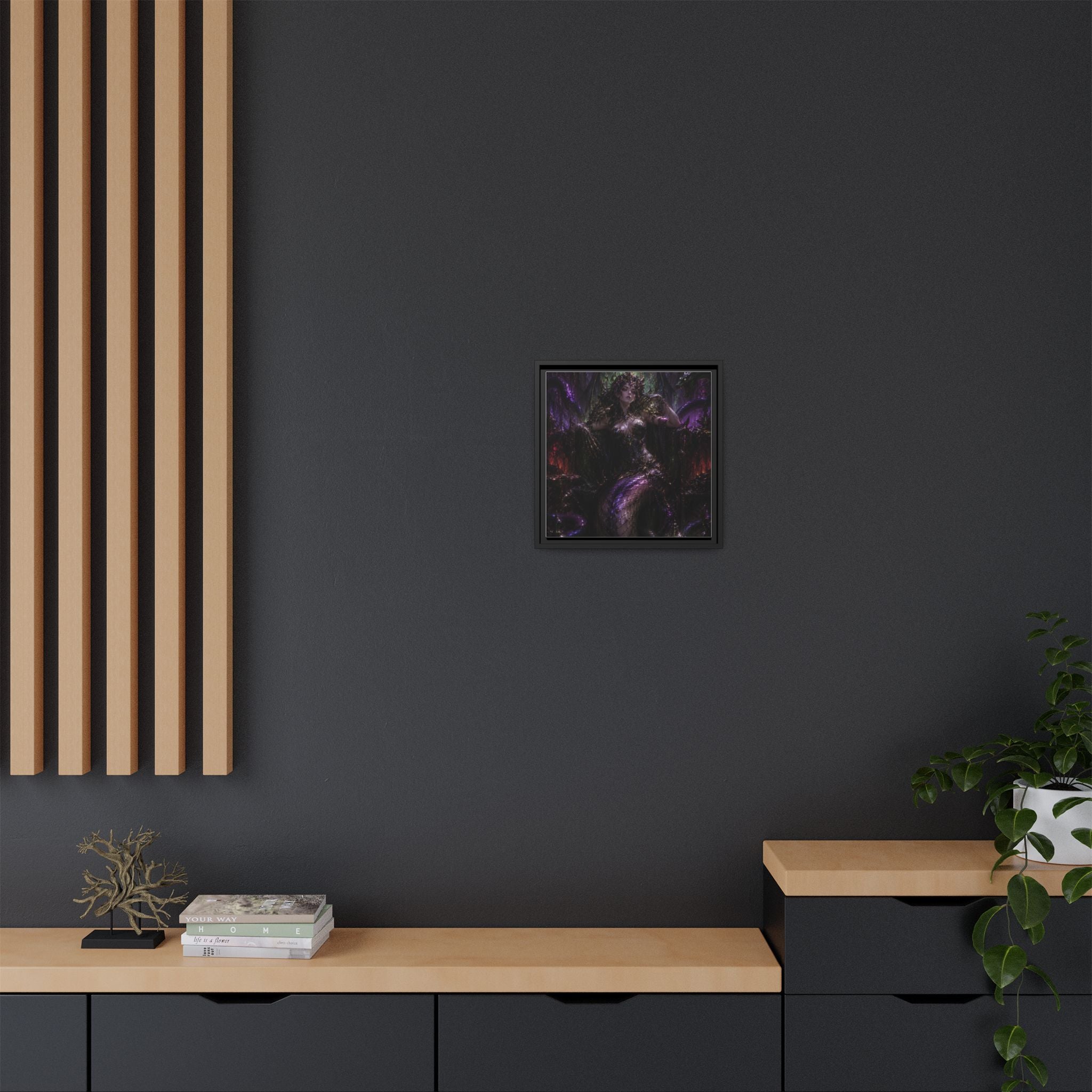 Dark Fantasy Goddess Matte Canvas Print — Framed Multi‑Color Wall Art