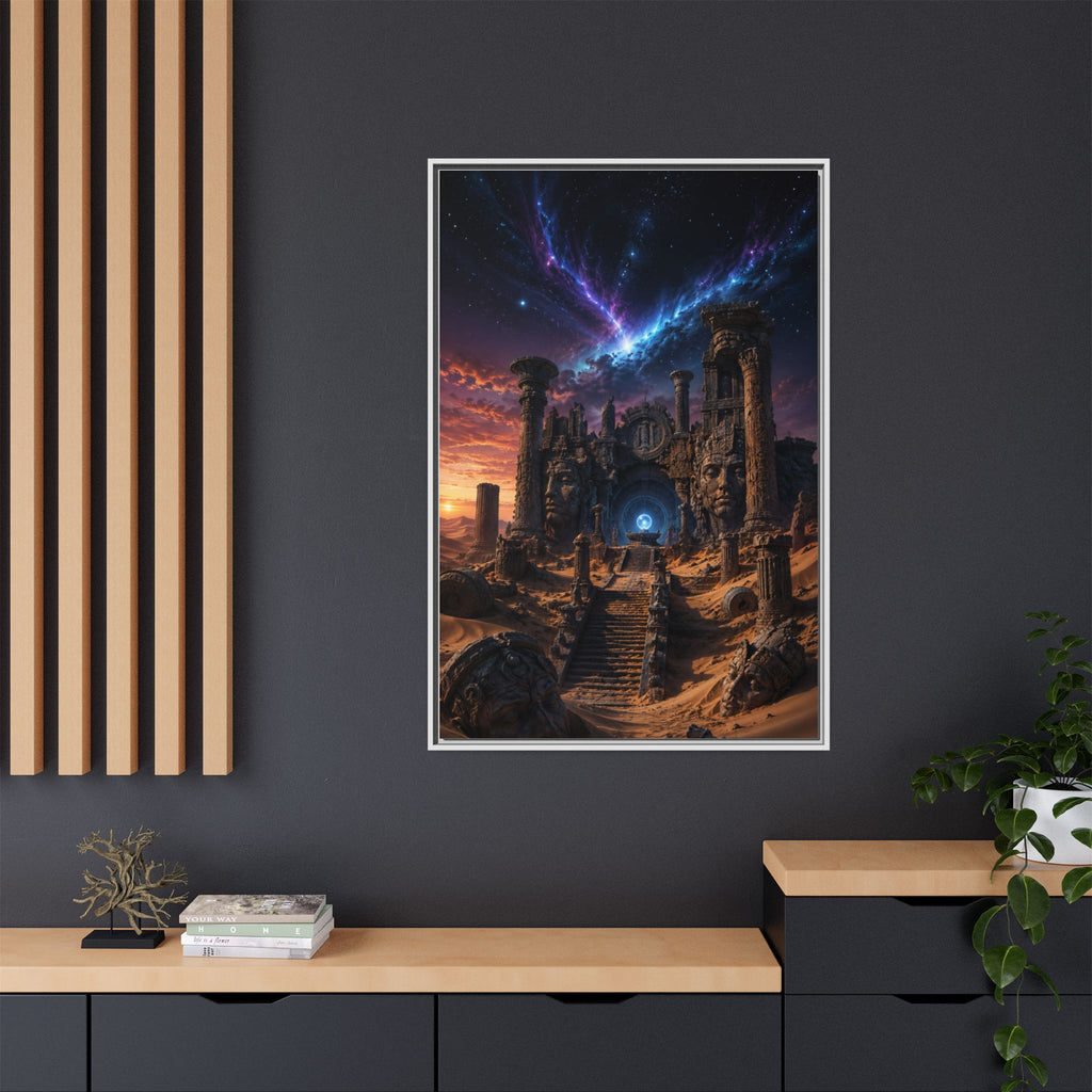 Framed Matte Canvas — Mystical Desert Ruins Nightscape