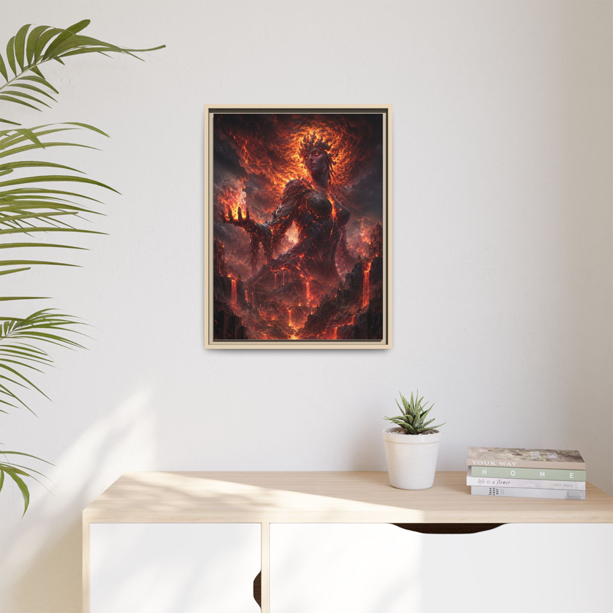 Framed Matte Canvas — Fiery Demon Goddess Wall Art