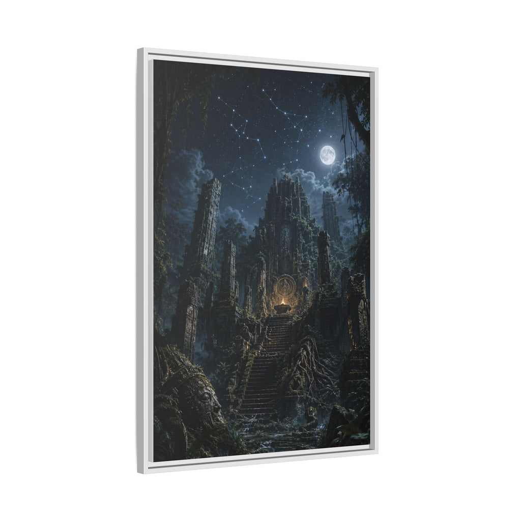 Framed Matte Canvas - Moonlit Ruins Fantasy Wall Art