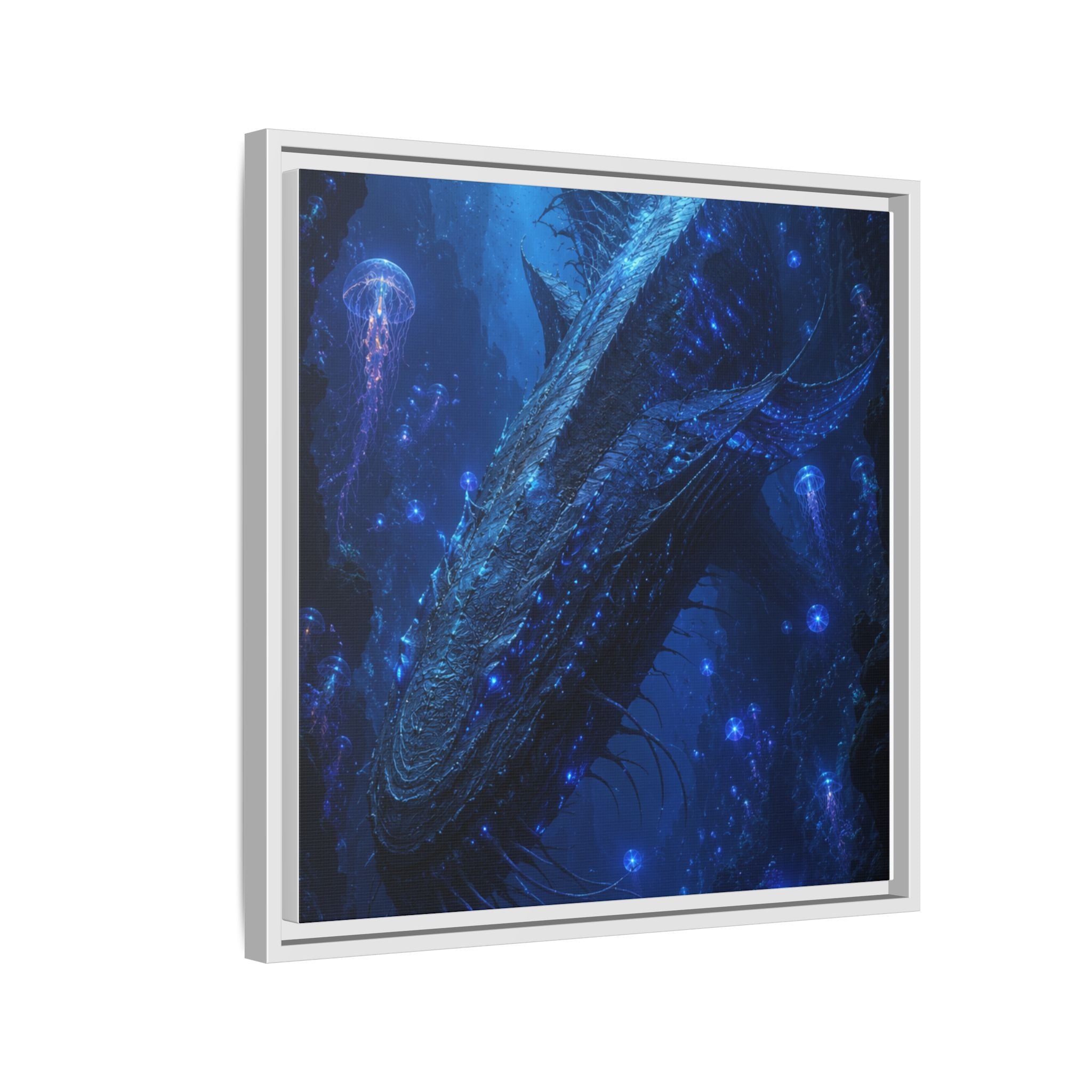 Framed Matte Canvas Art - Deep Sea Leviathan Fantasy Print