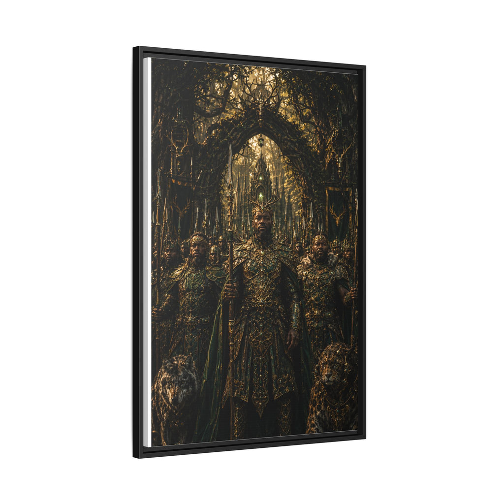 Framed Matte Canvas — Regal Fantasy King in Ornate Armor