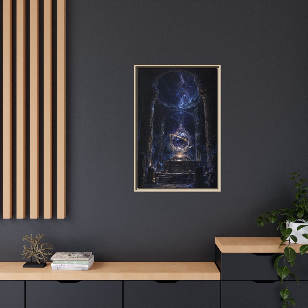 Framed Cosmic Temple Matte Canvas Art — Mystic Astral Orb Wall Decor