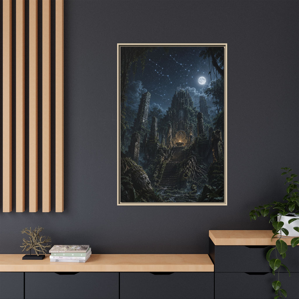 Framed Matte Canvas - Moonlit Ruins Fantasy Wall Art
