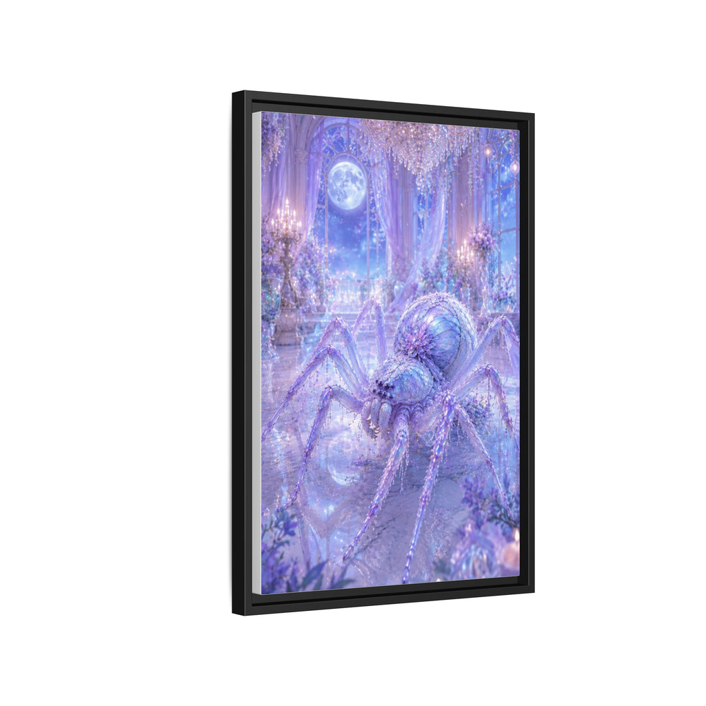 Moonlit Spider Fantasy Canvas Print — Lavender Enchanted Wall Art (Framed)
