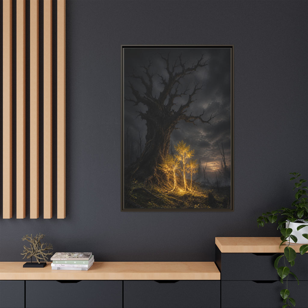 Framed Matte Canvas — Glowing Enchanted Tree Wall Art
