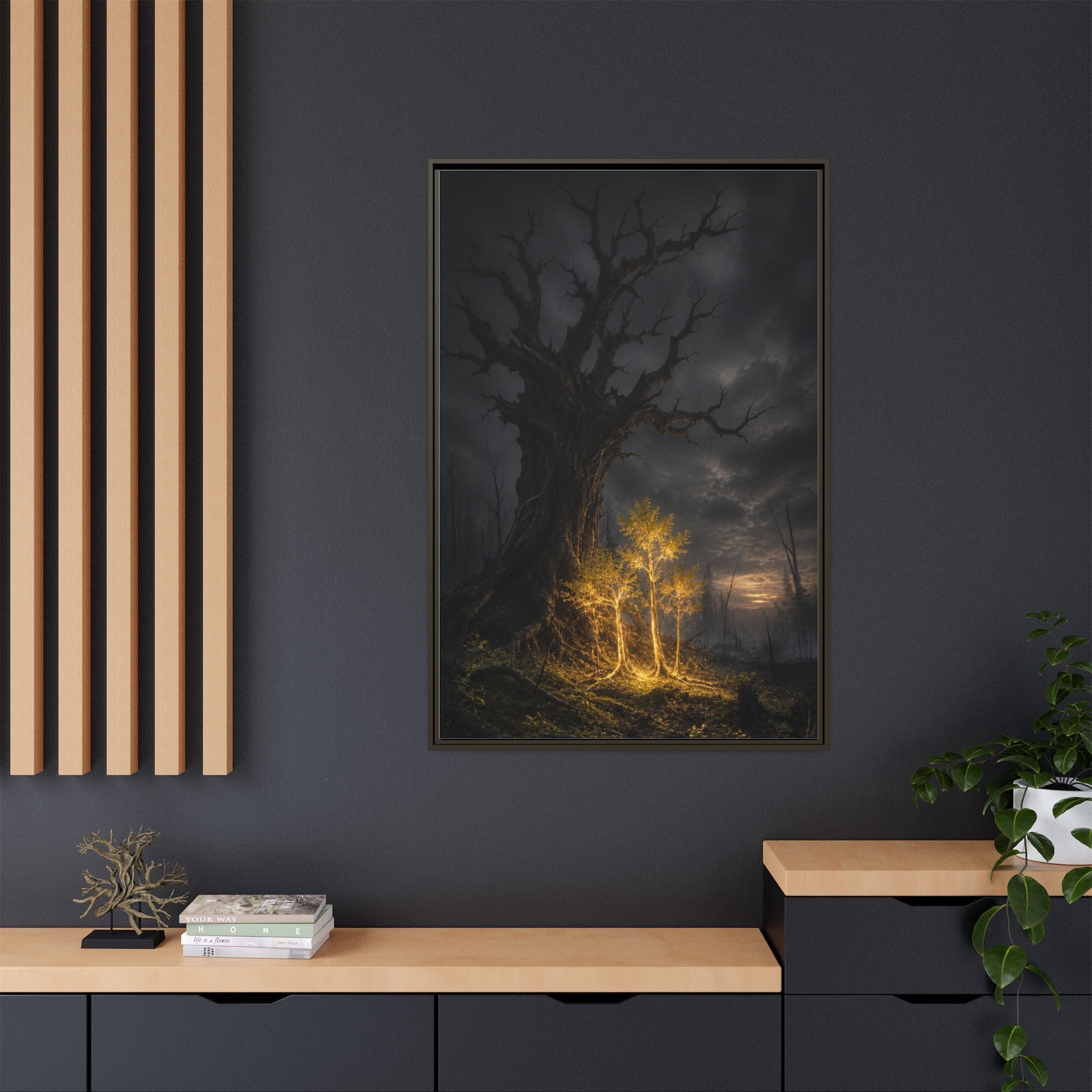 Framed Matte Canvas — Glowing Enchanted Tree Wall Art