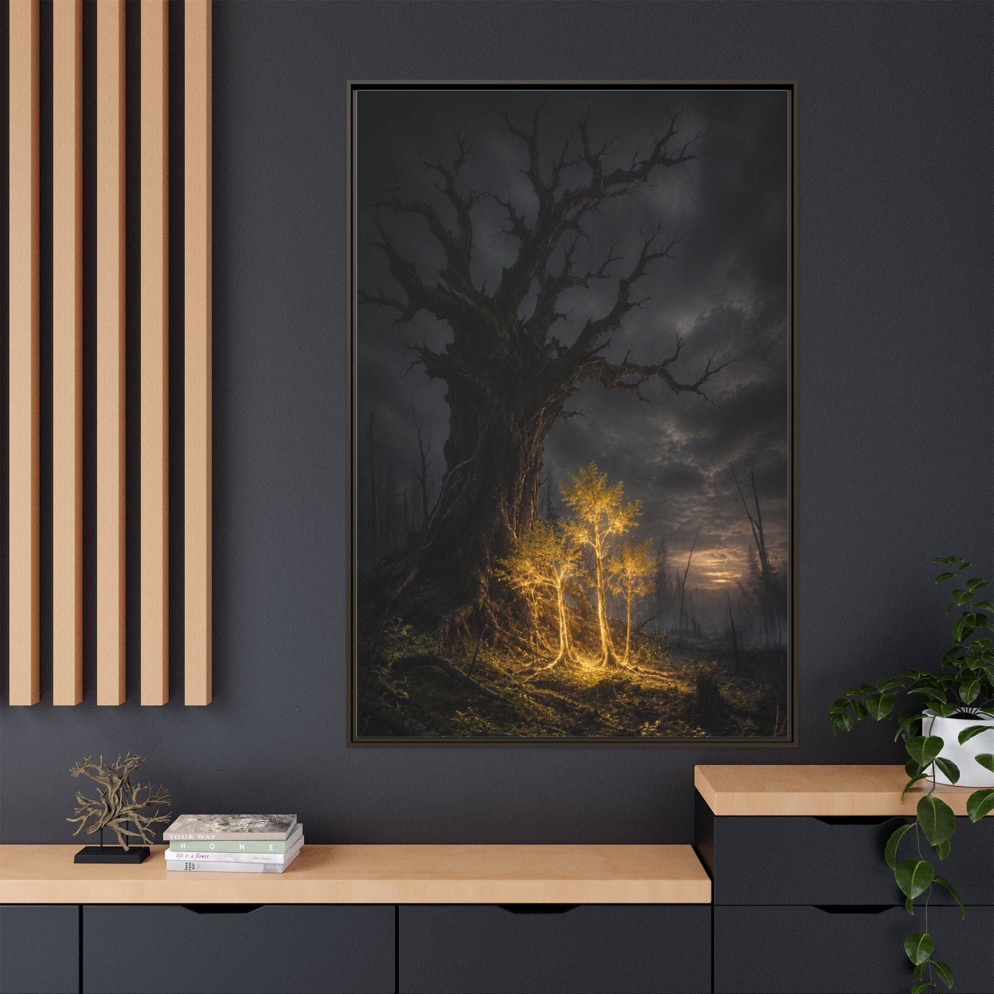 Framed Matte Canvas — Glowing Enchanted Tree Wall Art