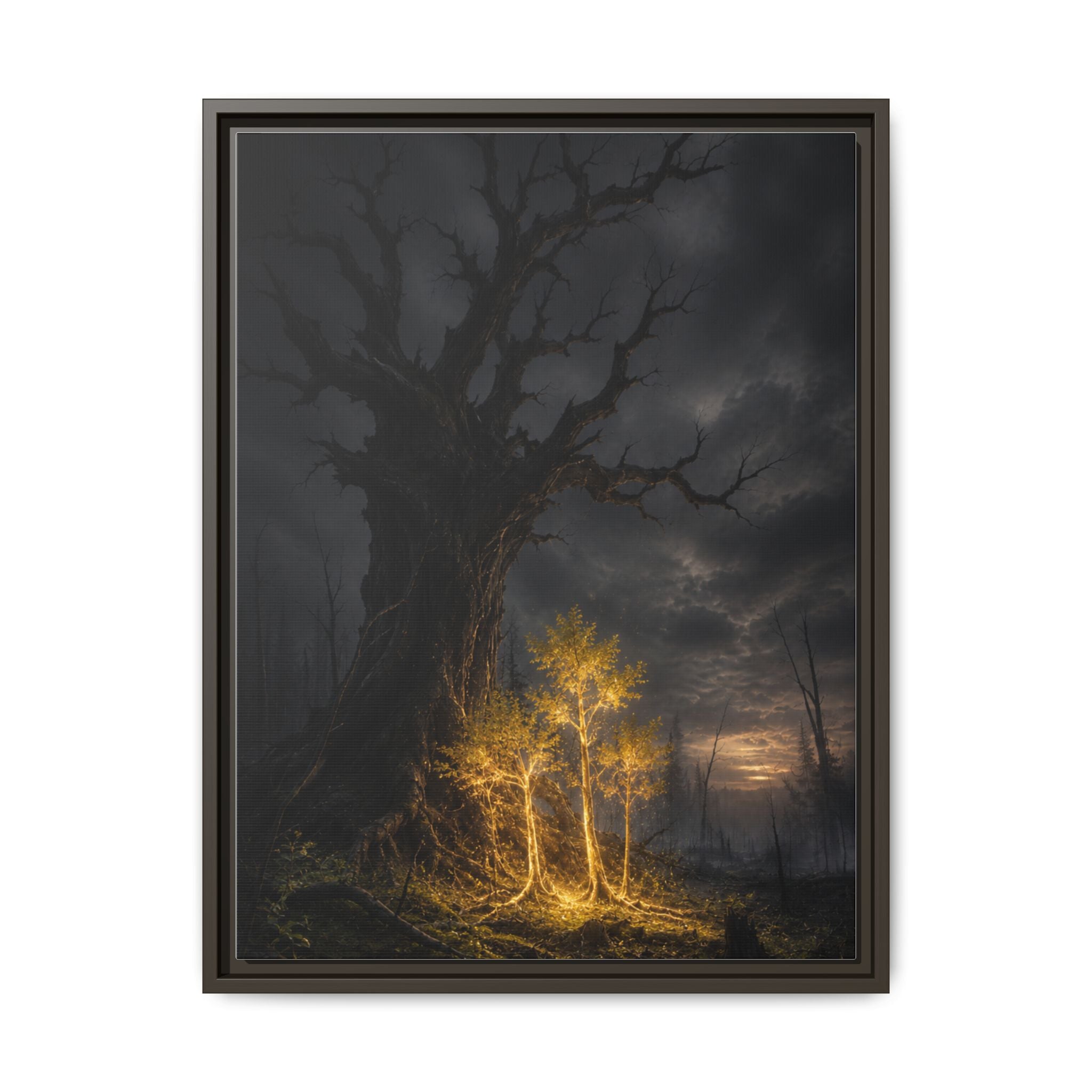 Framed Matte Canvas — Glowing Enchanted Tree Wall Art