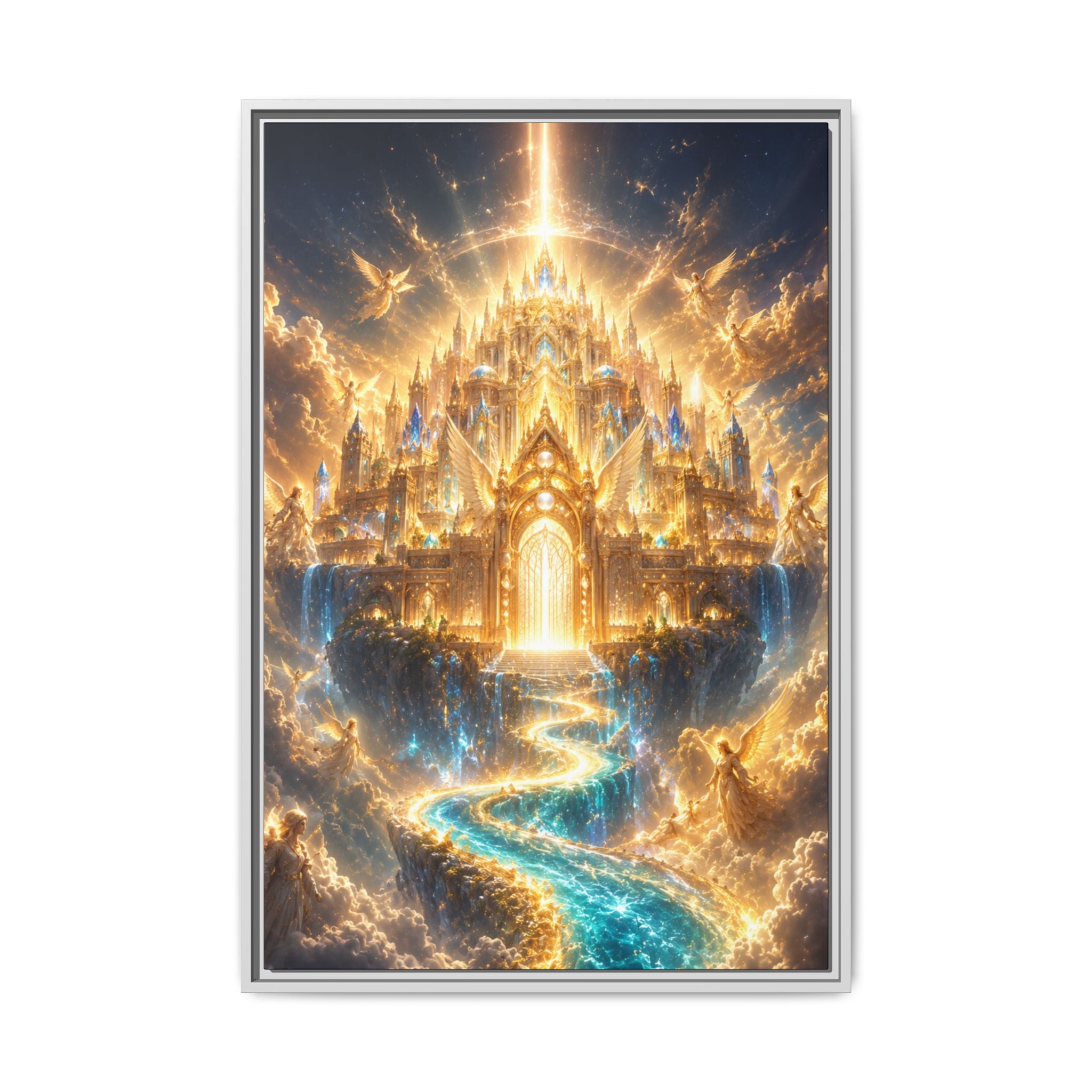 Golden Celestial Castle Fine Art Paper Print Wall Art