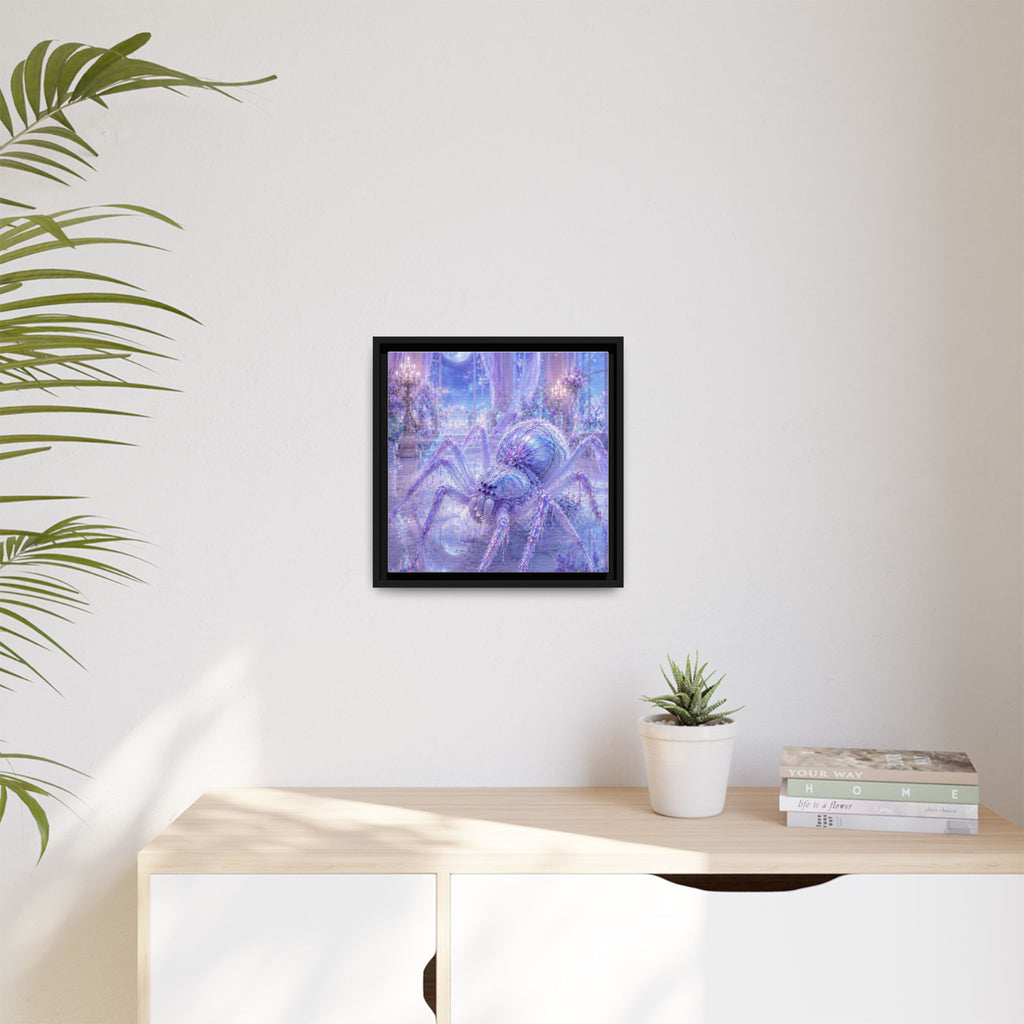 Moonlit Spider Fantasy Canvas Print — Lavender Enchanted Wall Art (Framed)
