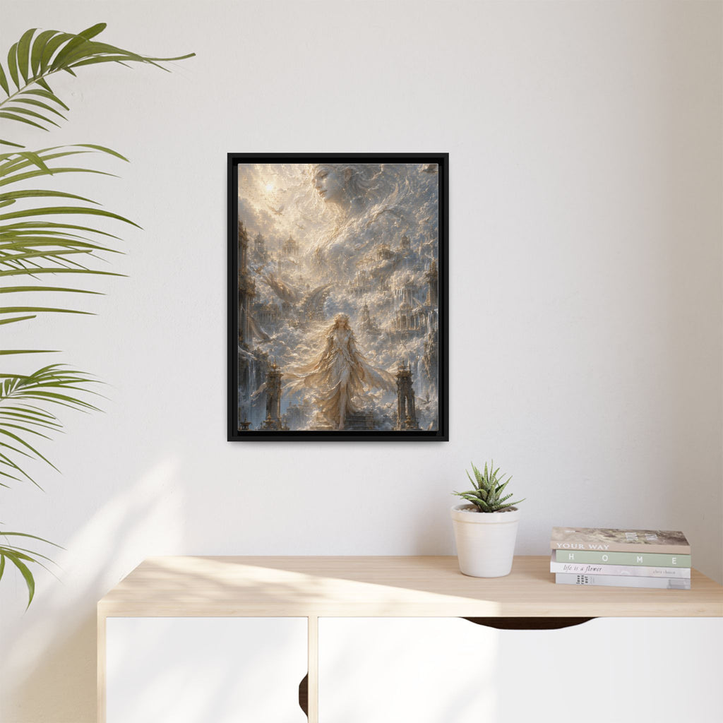 Ethereal Goddess Matte Framed Canvas Art — Dreamlike Fantasy Wall Decor