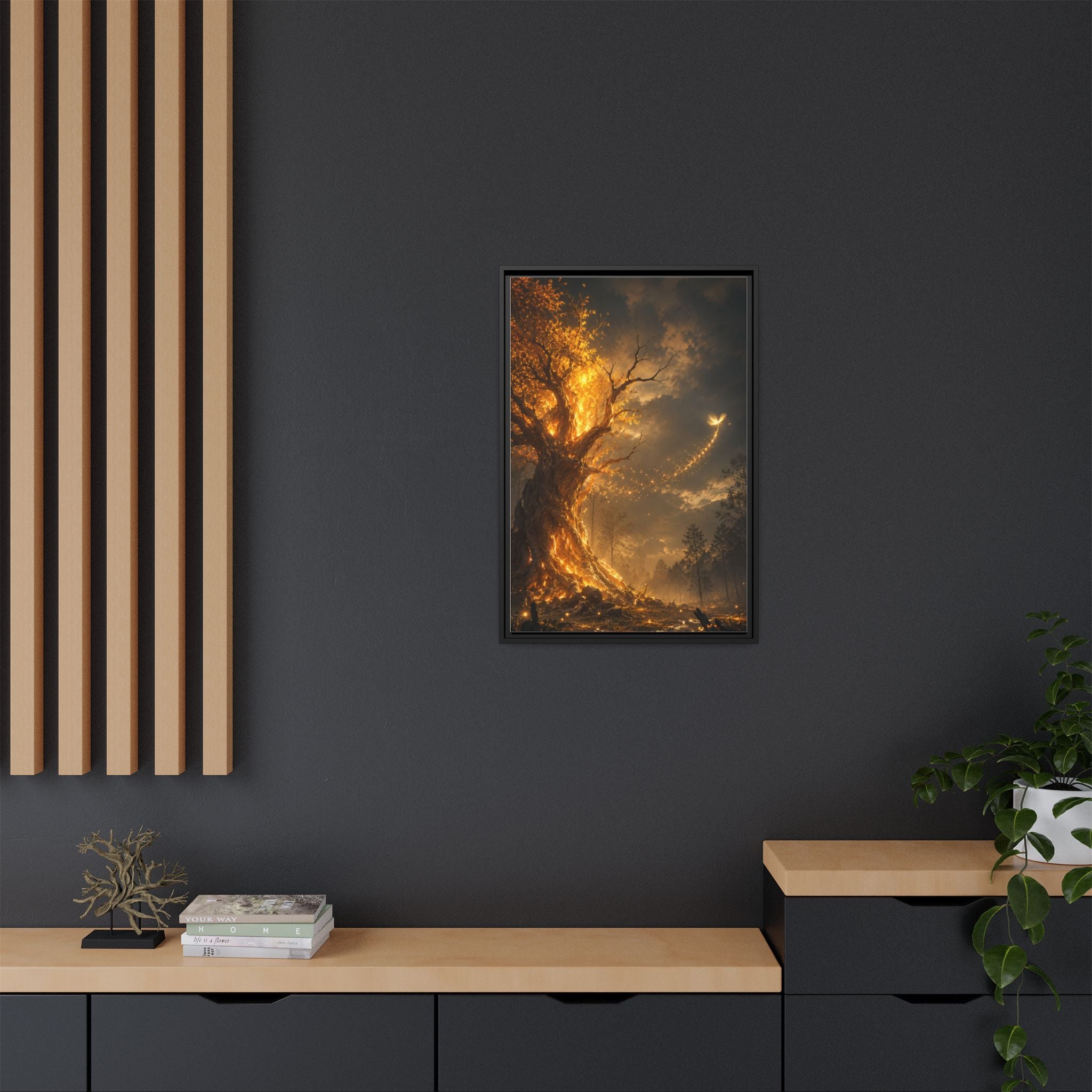 Framed Matte Canvas — Glowing Enchanted Tree Wall Art