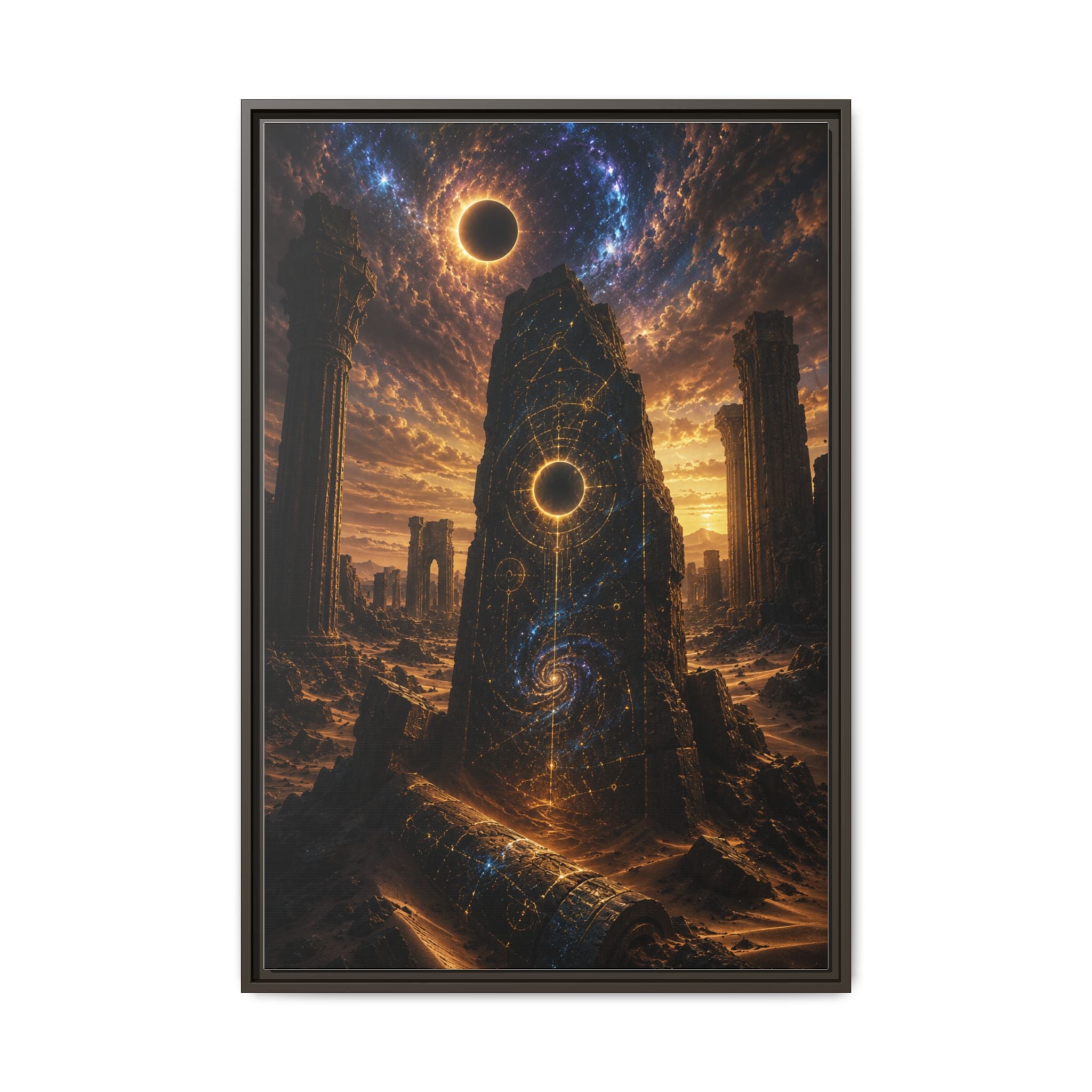 Framed Matte Canvas - Cosmic Obelisk Fantasy Wall Art