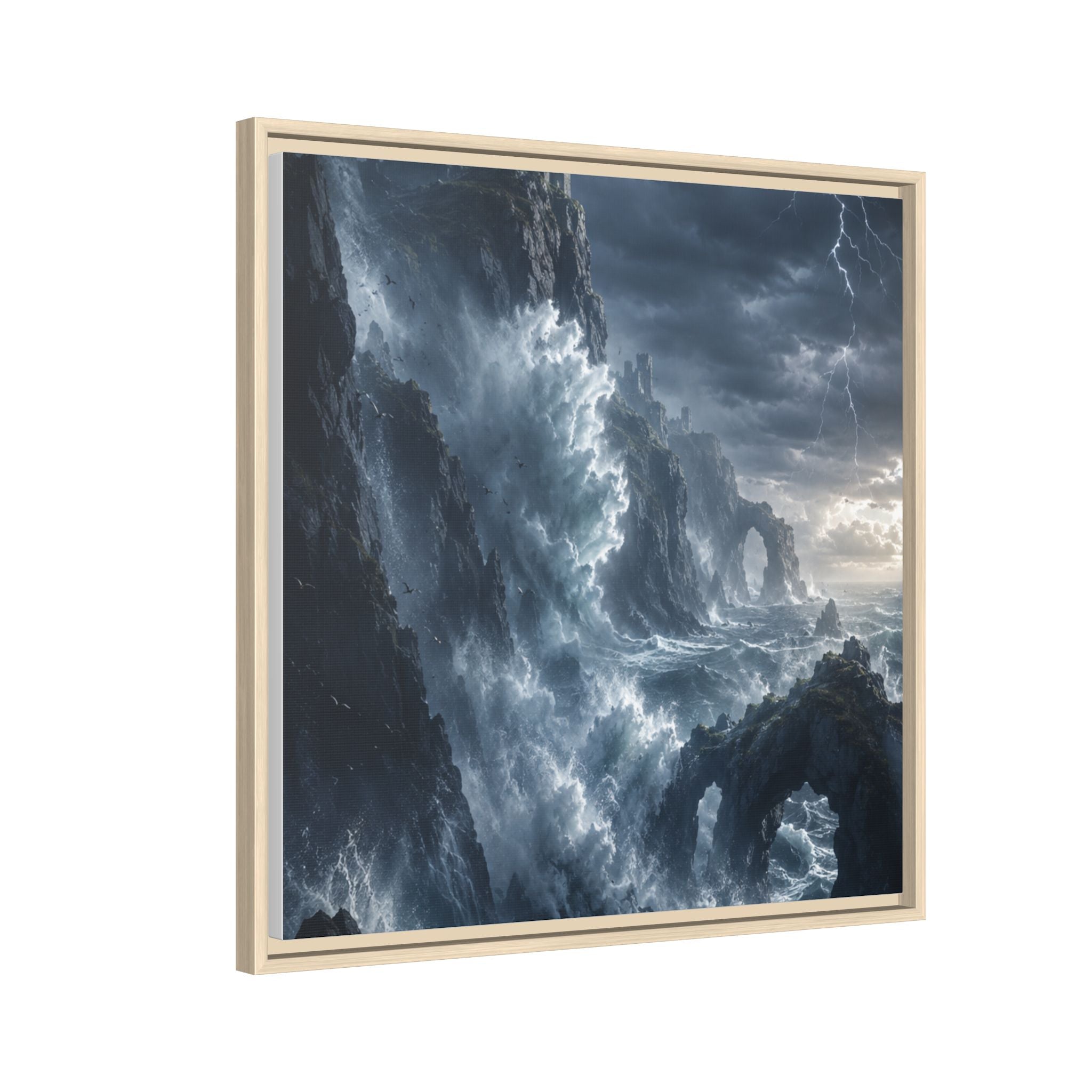 Framed Matte Canvas - Stormy Ocean Fantasy Wall Art
