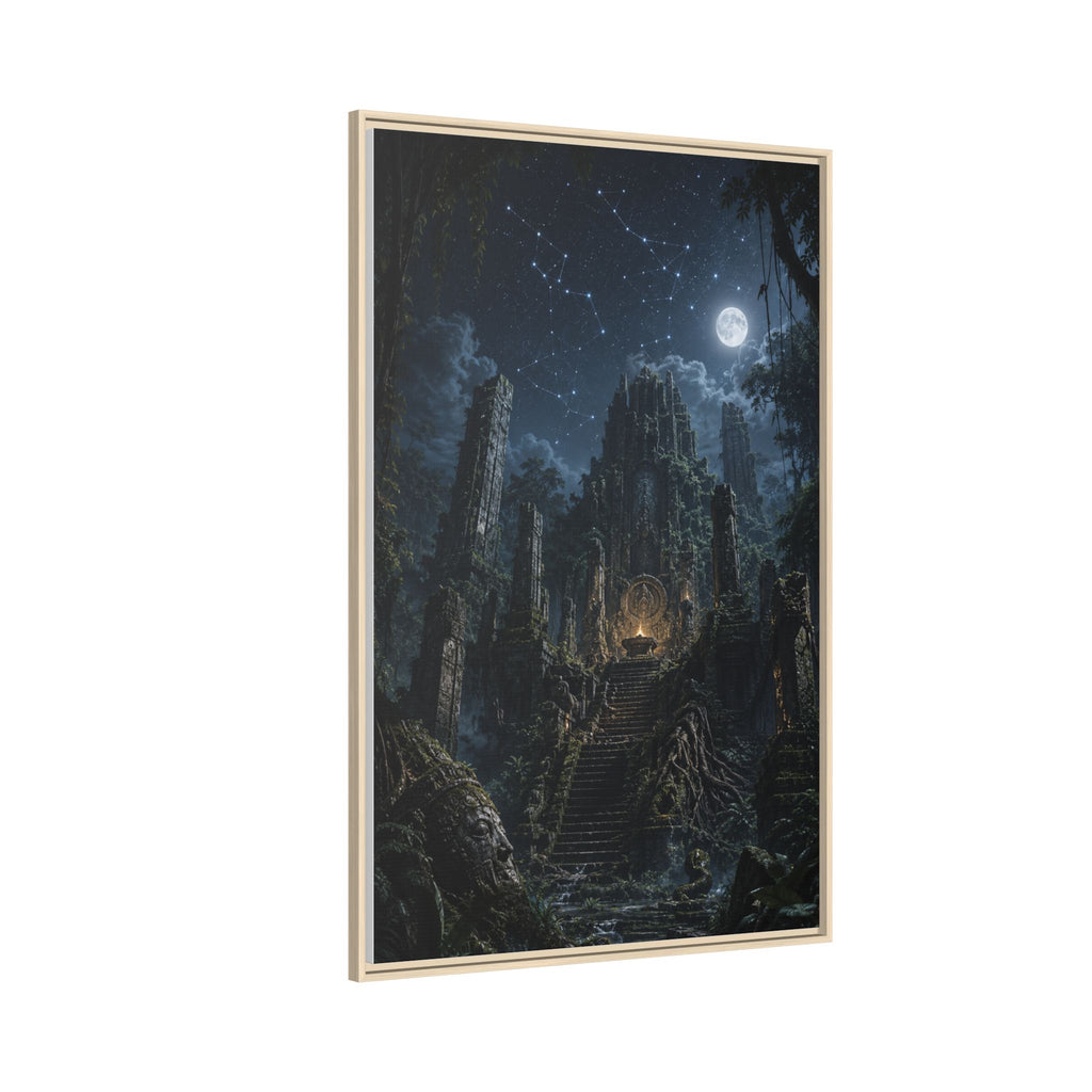 Framed Matte Canvas - Moonlit Ruins Fantasy Wall Art