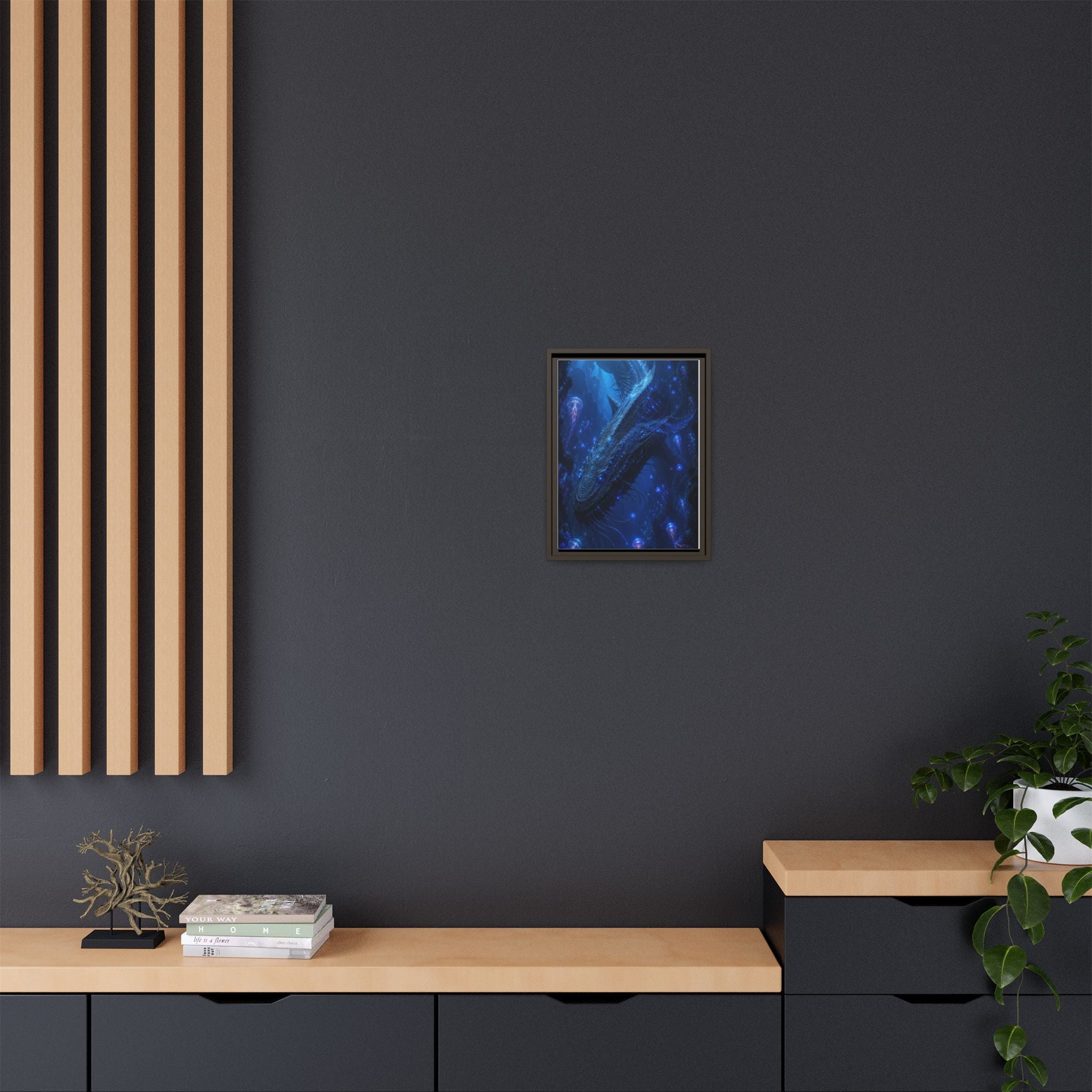 Framed Matte Canvas Art - Deep Sea Leviathan Fantasy Print