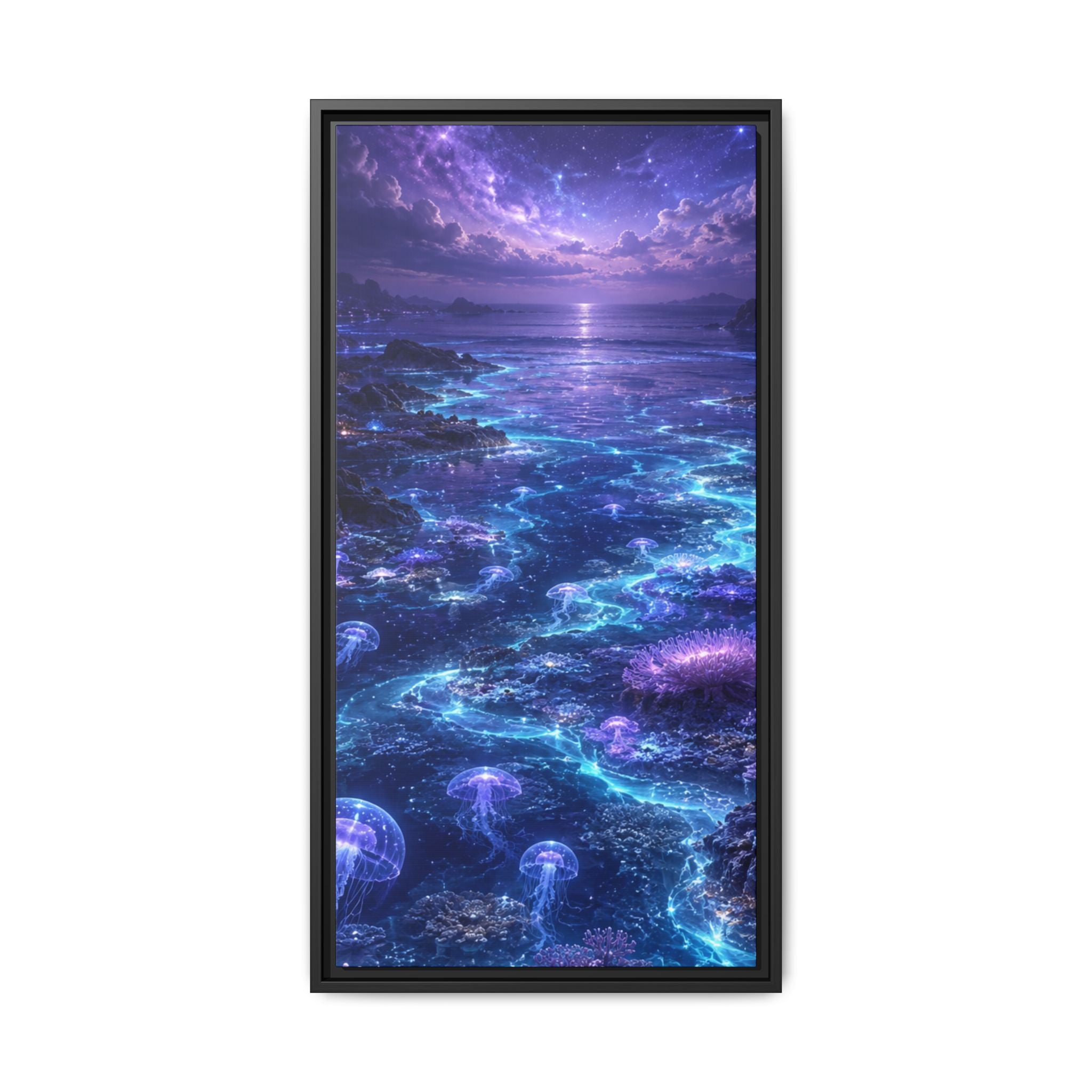 Fine Art Paper Print — Bioluminescent Moonlit Ocean Scene