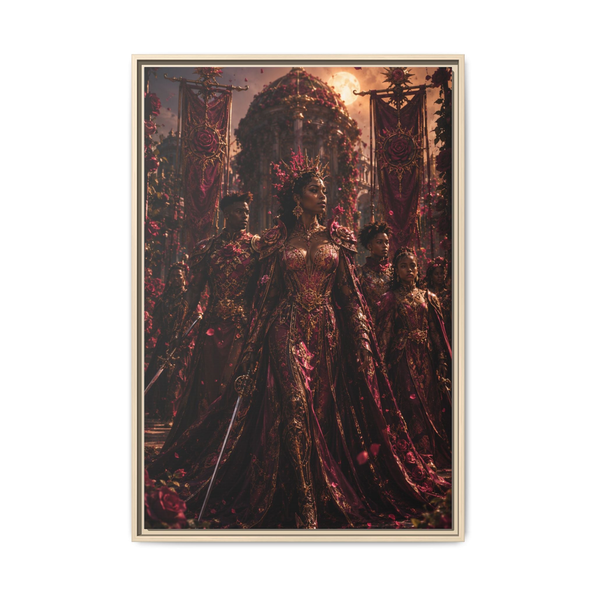 Framed Matte Canvas Art — Regal Fantasy Queen Portrait