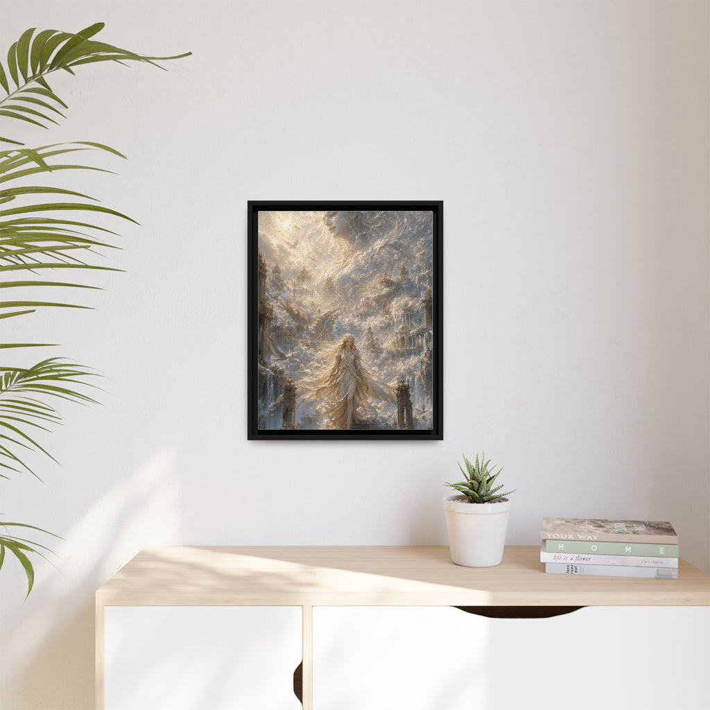 Ethereal Goddess Matte Framed Canvas Art — Dreamlike Fantasy Wall Decor