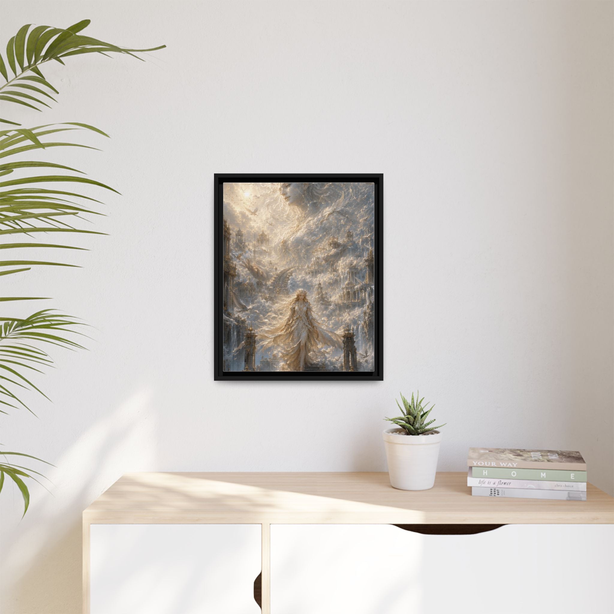Ethereal Goddess Matte Framed Canvas Art — Dreamlike Fantasy Wall Decor