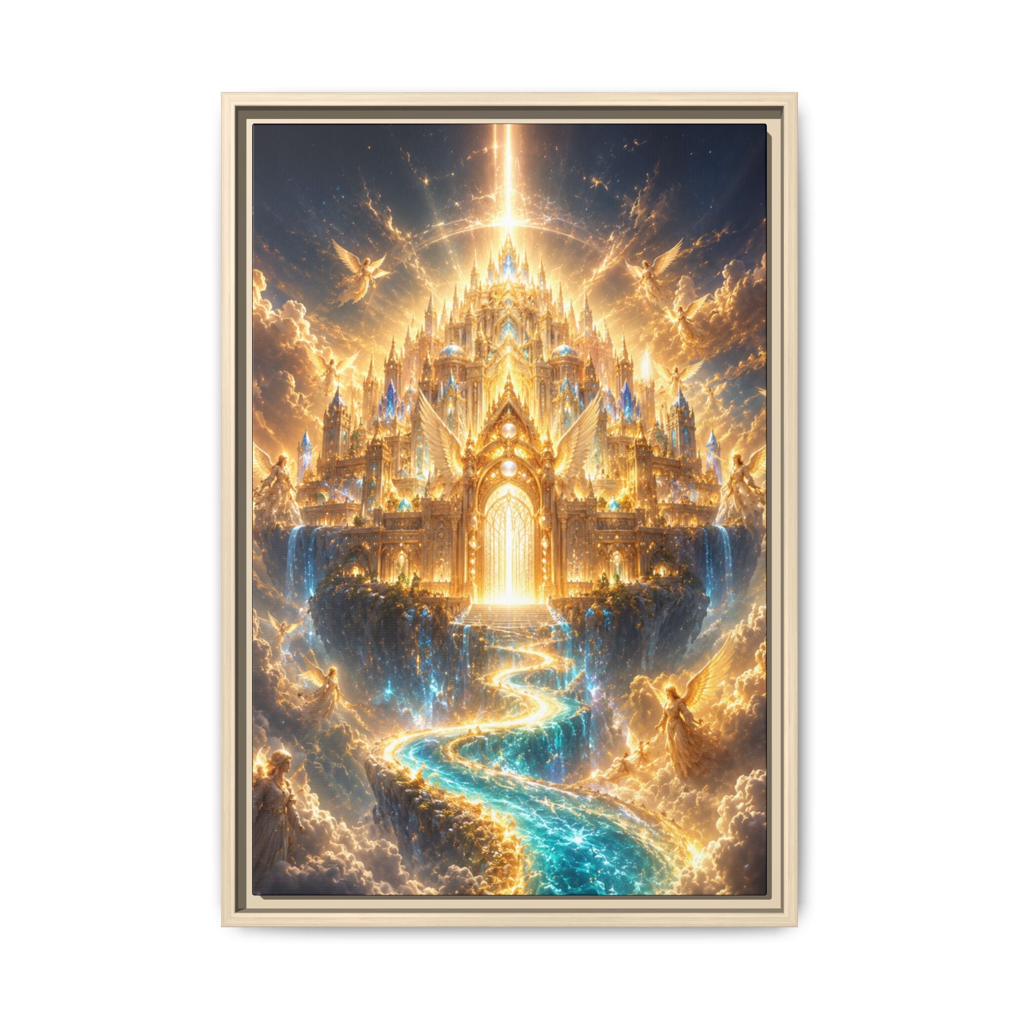 Golden Celestial Castle Fine Art Paper Print Wall Art