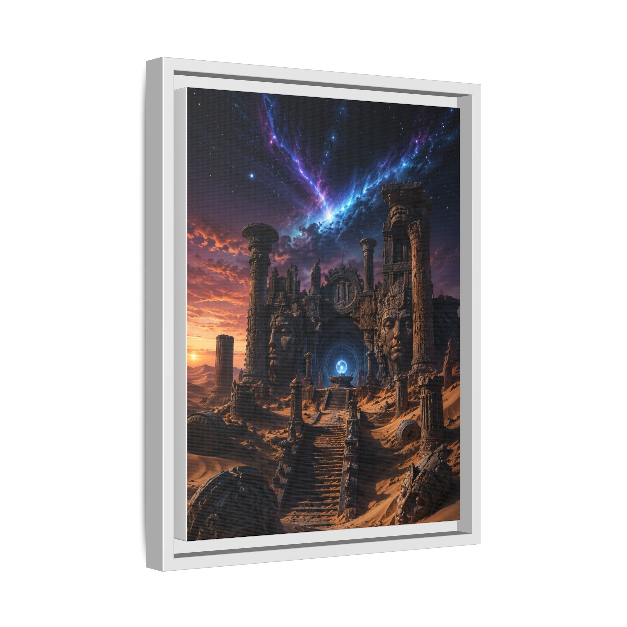 Framed Matte Canvas — Mystical Desert Ruins Nightscape