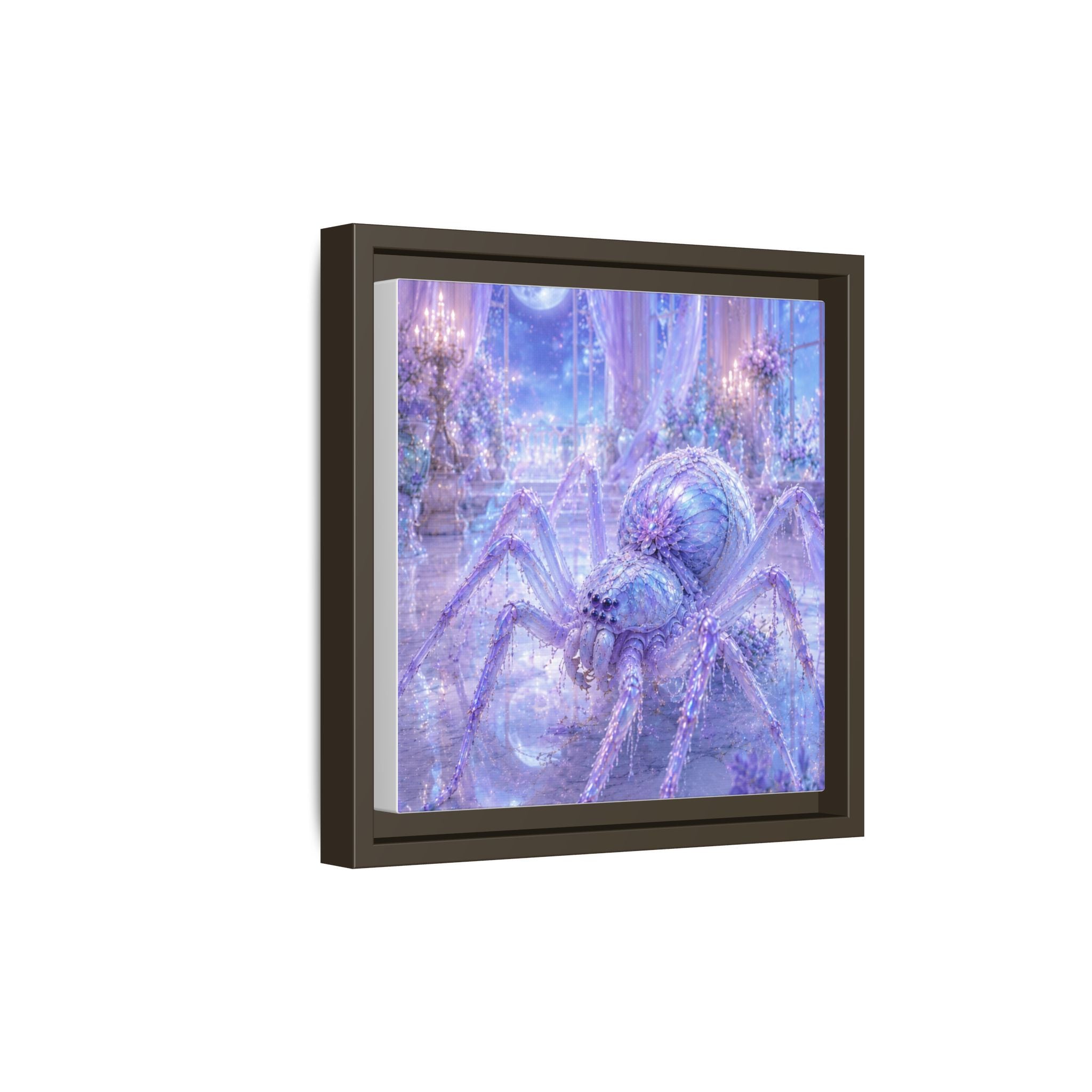 Moonlit Spider Fantasy Canvas Print — Lavender Enchanted Wall Art (Framed)