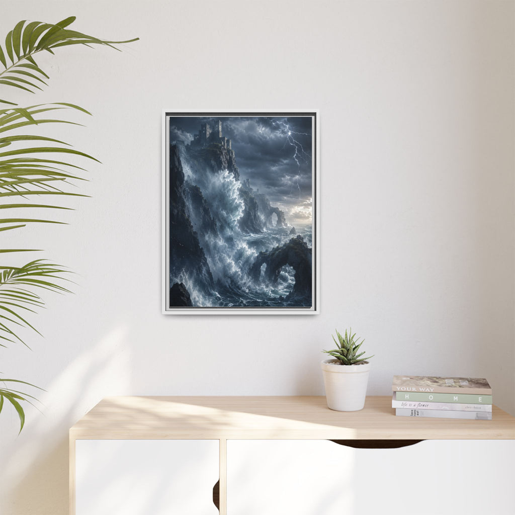 Framed Matte Canvas - Stormy Ocean Fantasy Wall Art