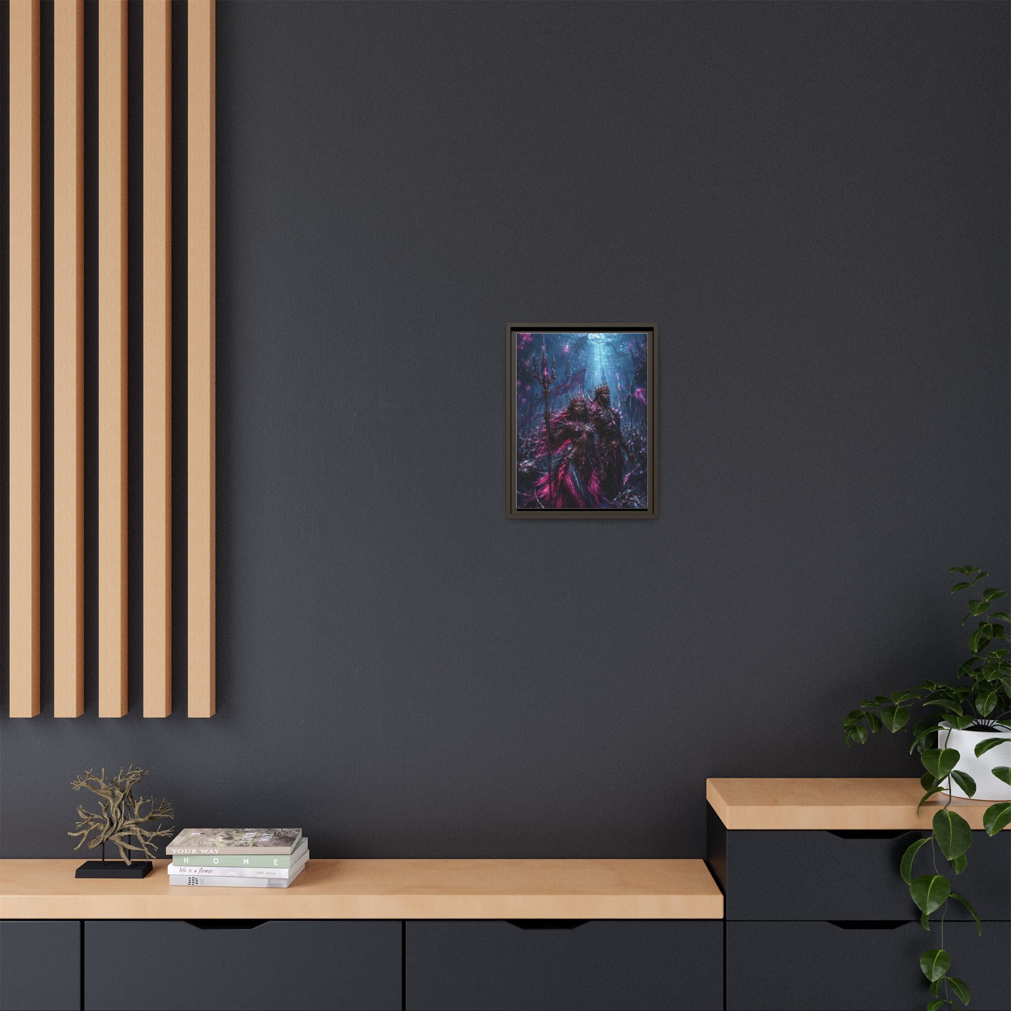 Framed Matte Canvas Print — Mystical Underwater King & Queen Artwork