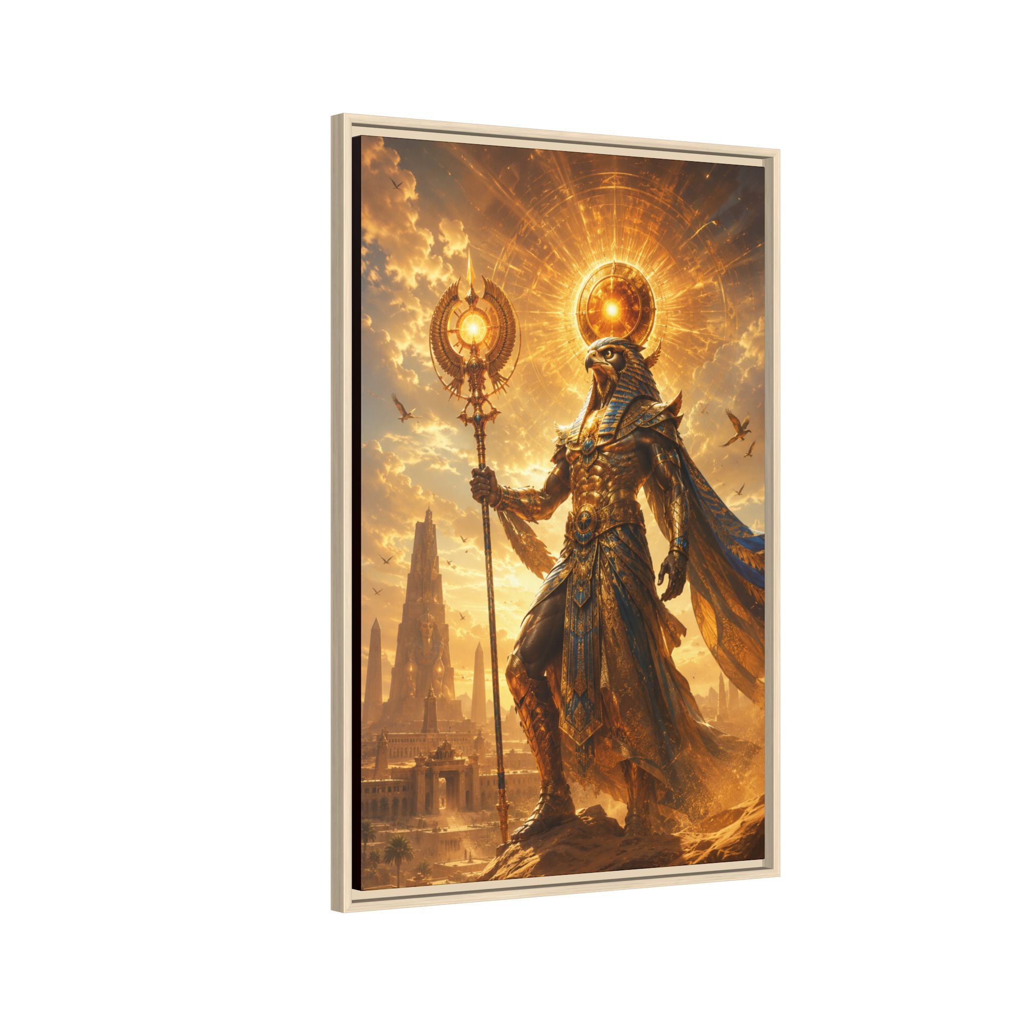 Egyptian Sun God Fine Art Paper Print Wall Art — Mythic Pharaoh Decorative Print