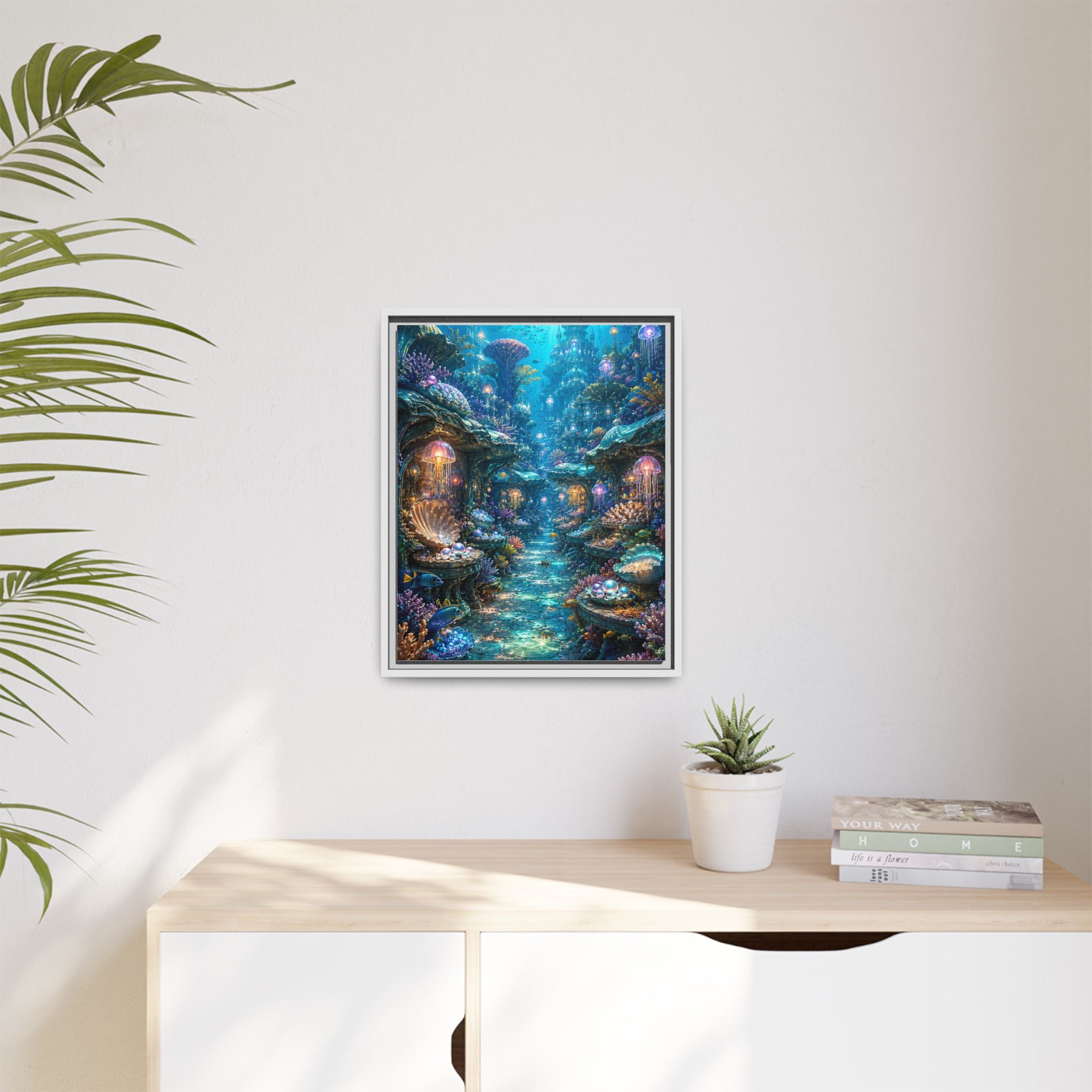 Framed Matte Canvas - Enchanted Underwater Coral Reef Print