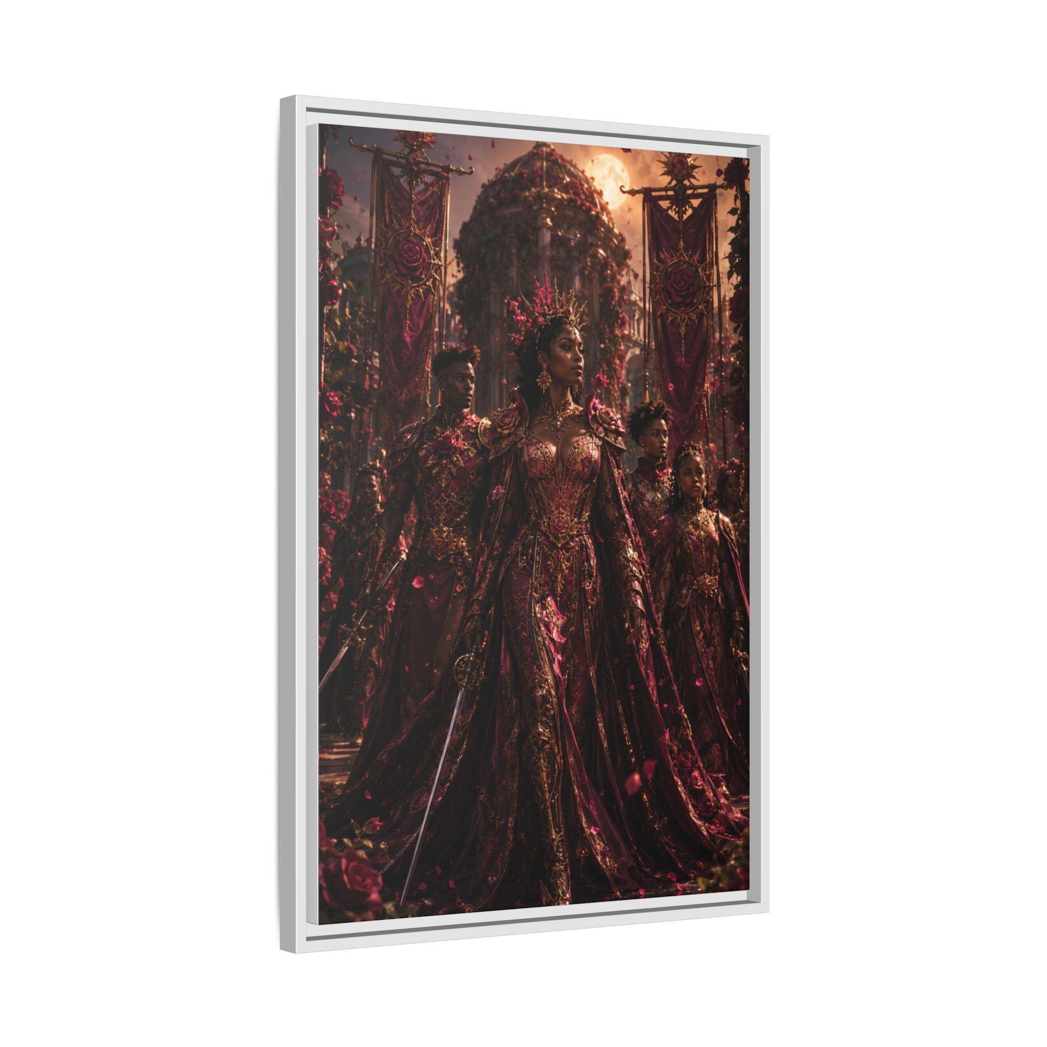 Framed Matte Canvas Art — Regal Fantasy Queen Portrait