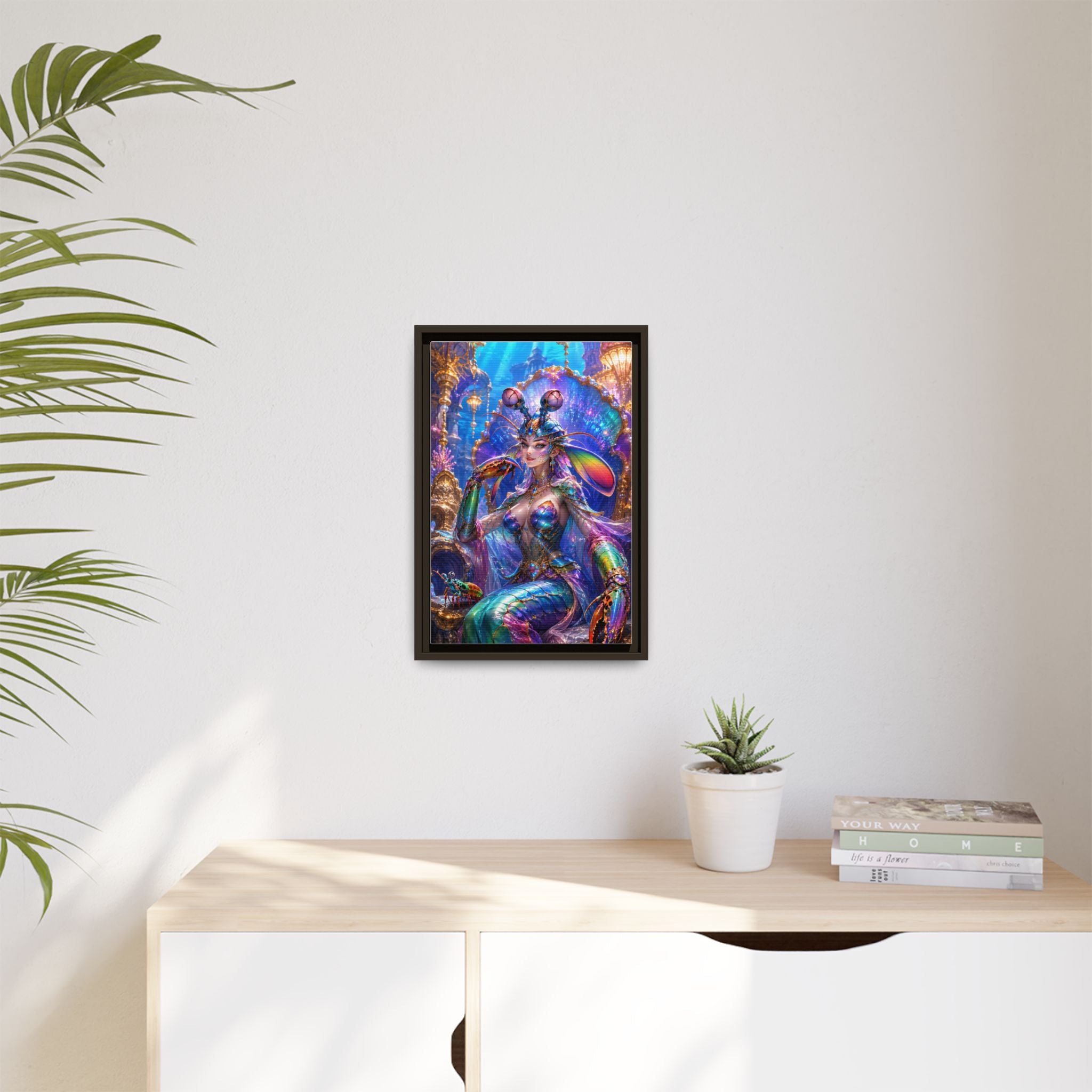 Mermaid Queen Framed Matte Canvas Art — Vibrant Fantasy Underwater Wall Decor