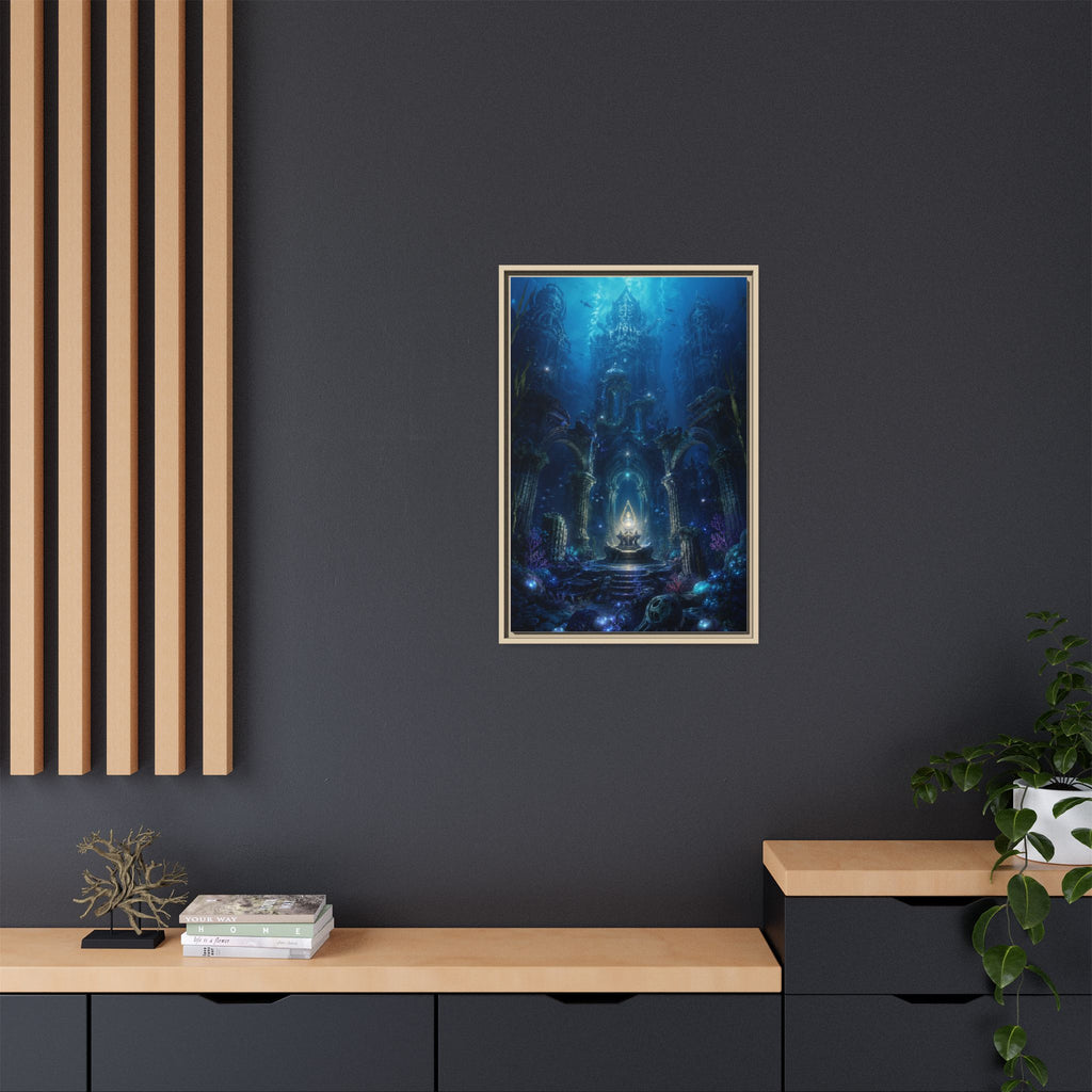 Framed Matte Canvas - Enchanted Underwater Temple Fantasy Art